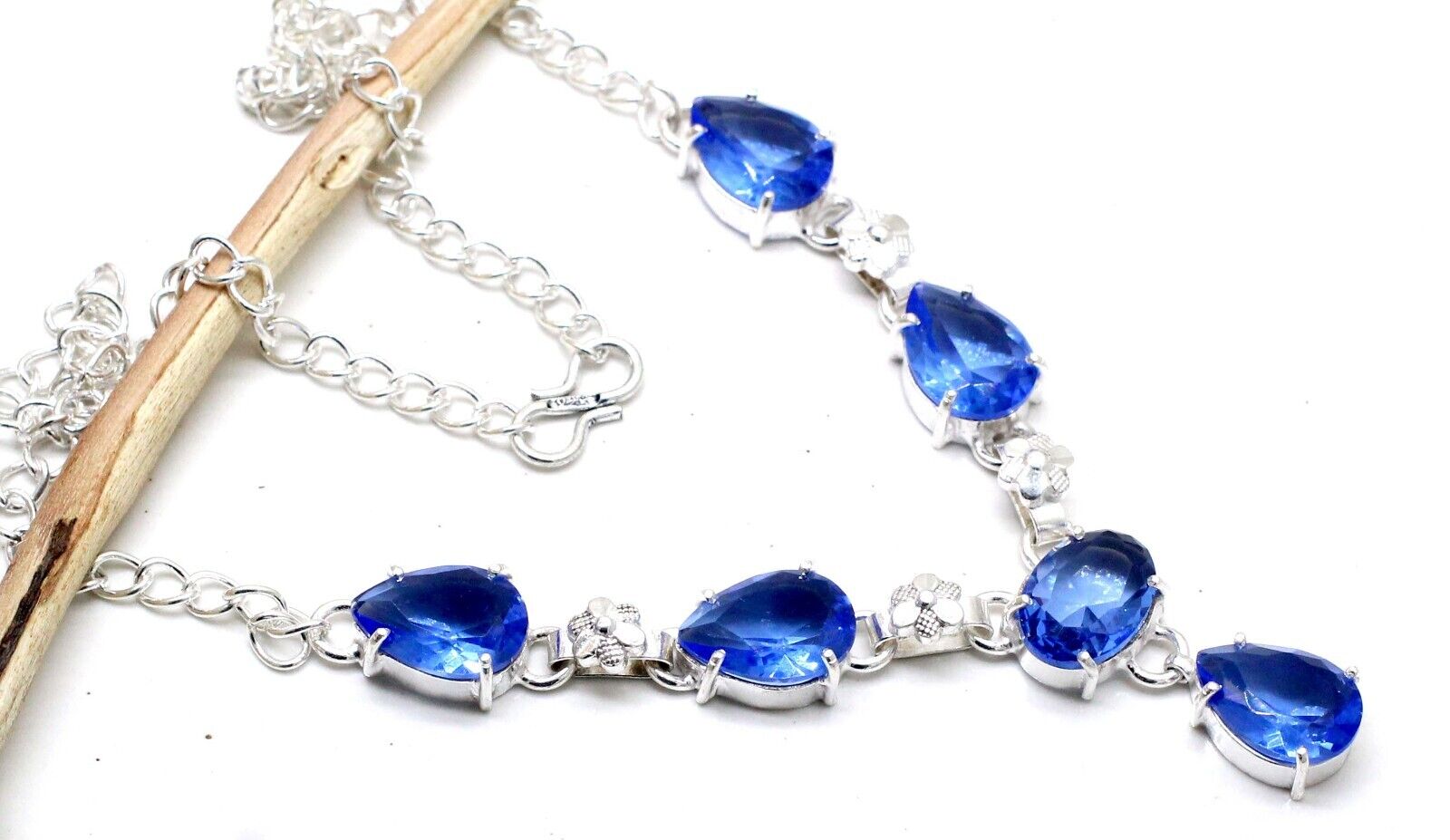 925 Sterling Silver London Blue Topaz Gemstone Handmade Jewelry Necklace S-17-18