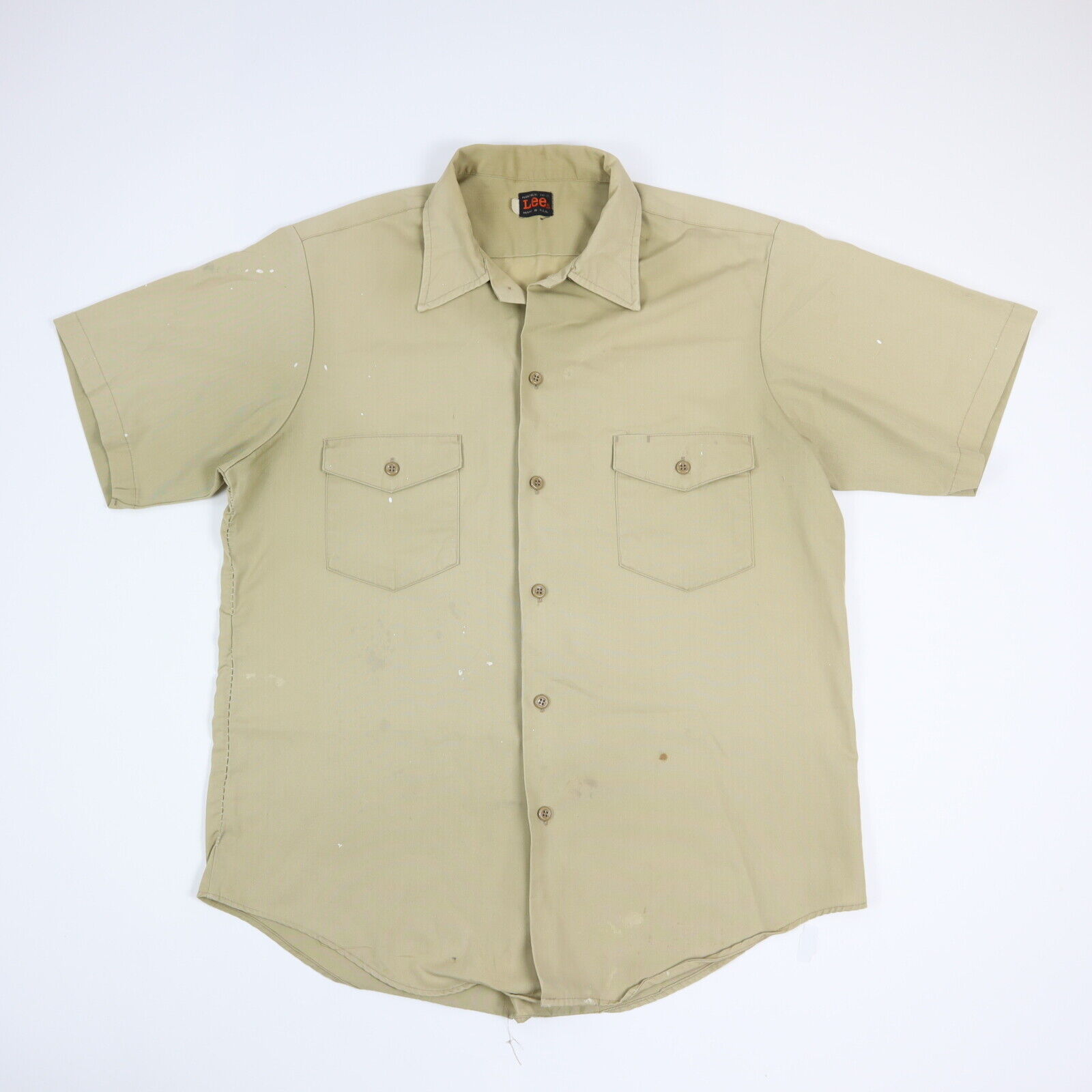 Vintage 50s LEE Work Shirt Button Up Faded Beige Rockabilly Mens L/XL