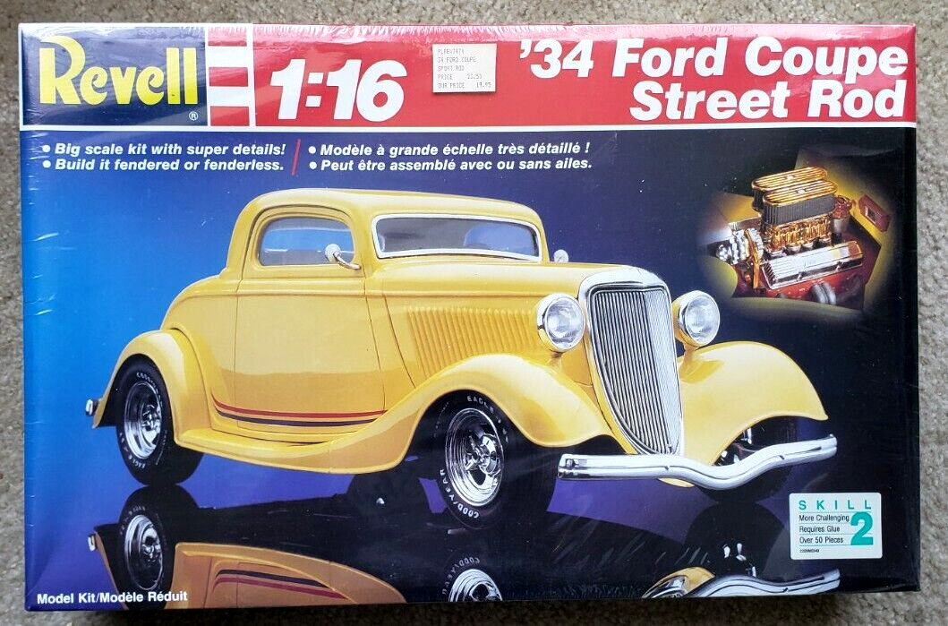 Revell 1934 Ford Coupe Street Rod Big 1/16 Scale Model Kit #7474 Factory Sealed