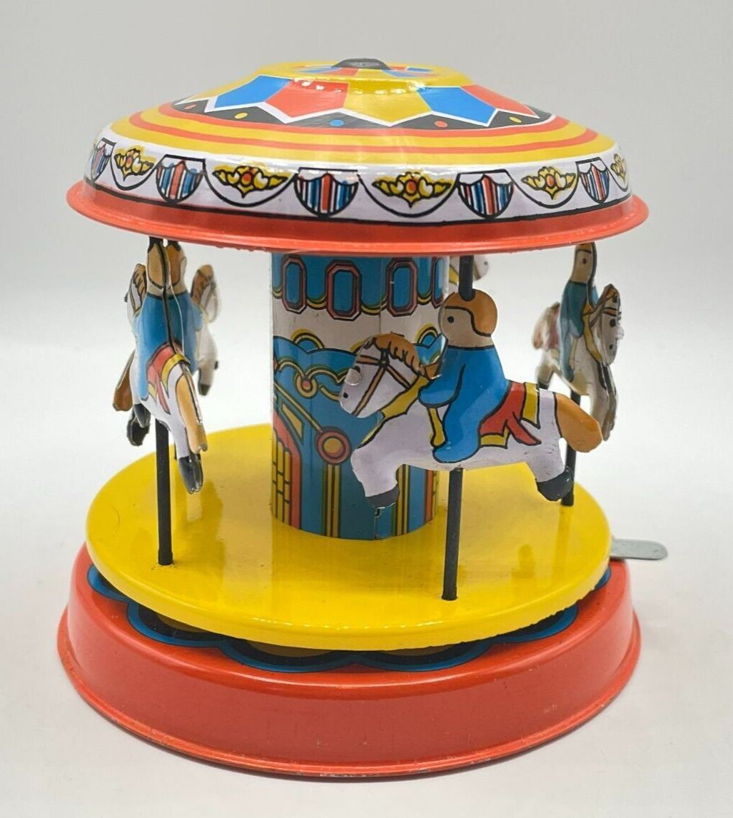 Vintage Tin MS271 Lever Action Carnival Carousel in Box