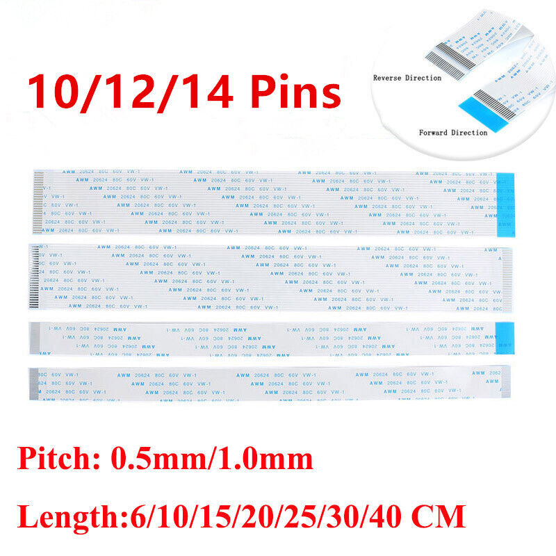 10PCS FPC FFC Ribbon Flexible Flat Cable 10/12/14 Pins Pitch 0.5MM 1.0MM A-Type