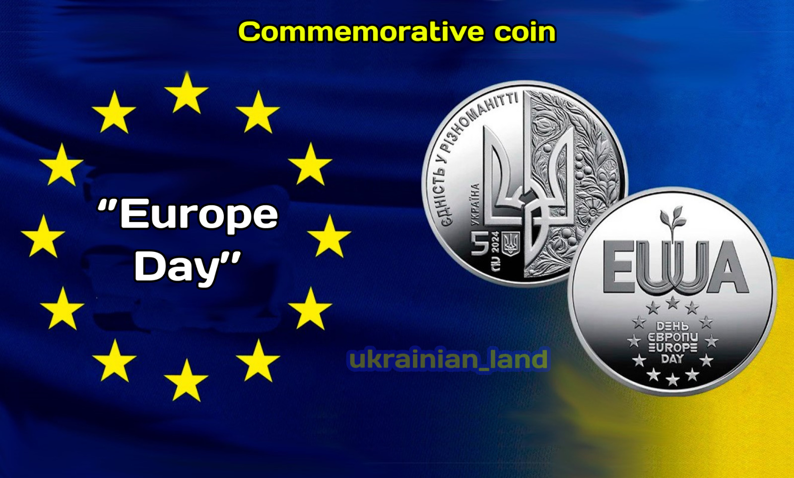 NEW Ukraine coin \'\'Europe Day\'\'  5 UAH Hryven  WAR IN UA 2024