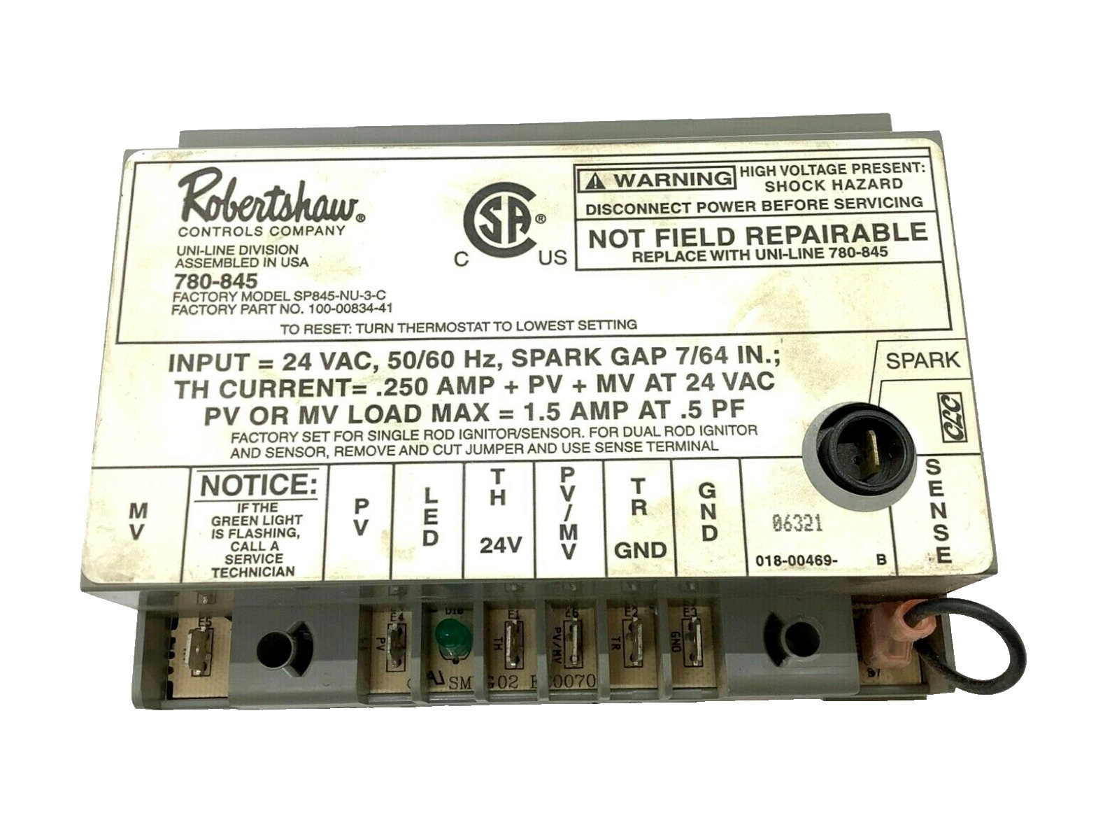 Robertshaw 780-845 Universal Ignition Control Module SP845-NU-3-C