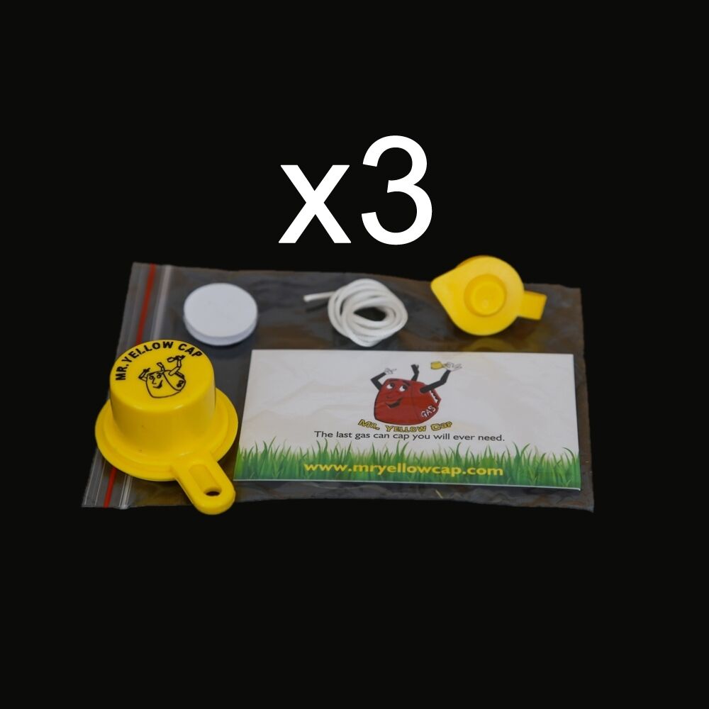3X - Packs - 1 BLITZ Yellow Spout Cap & 1 Vent Cap, per Pack -  12pcs total
