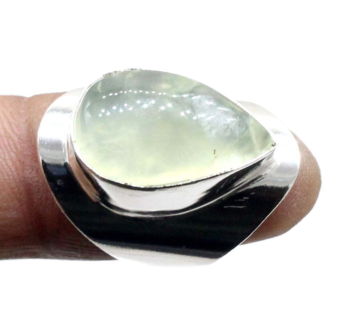 925 Sterling Silver Moss Agate Gemstone Handmade Jewelry Ring (US) Size-8\