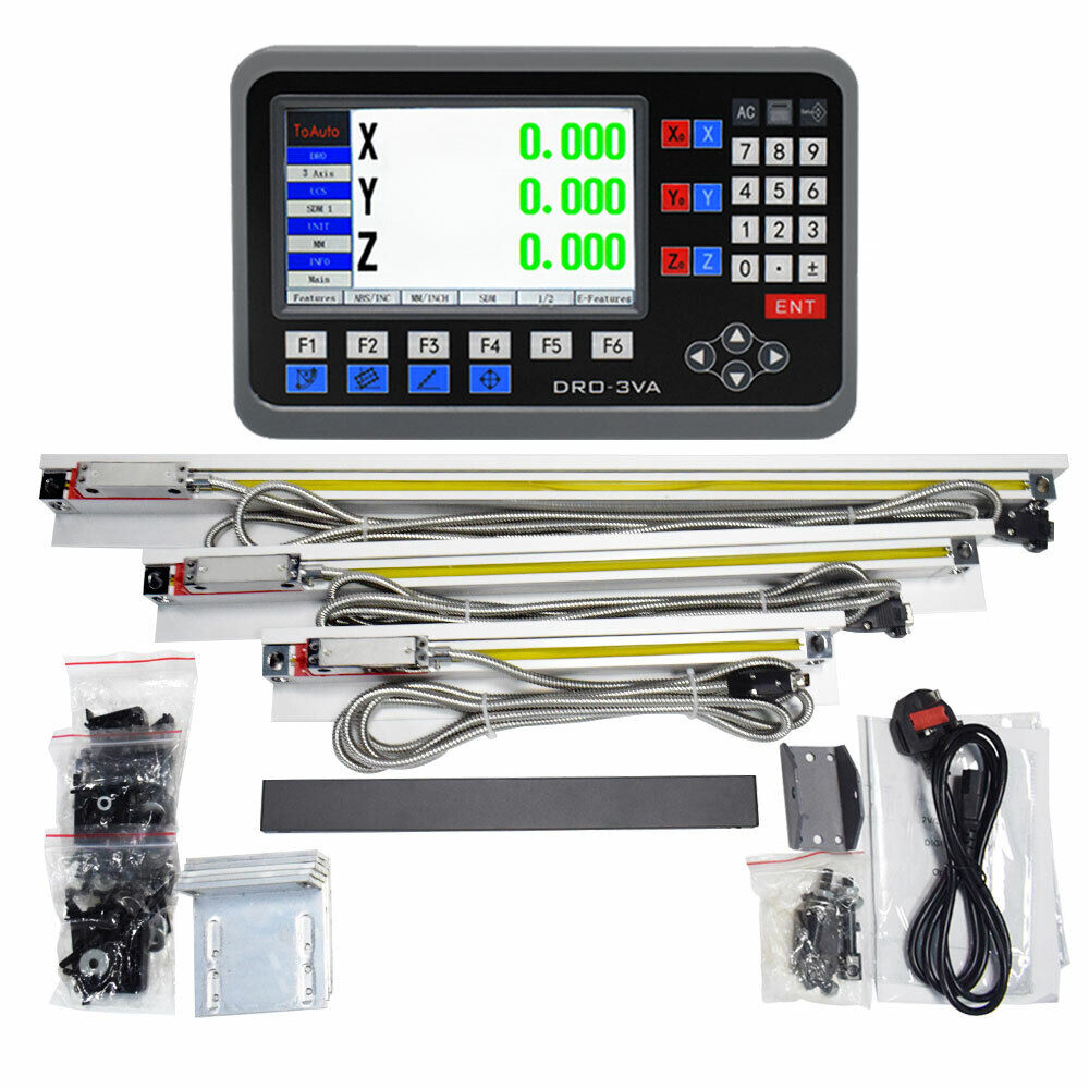 TOAUTO 3 Axis DRO + 3pc Linear Scales LCD Digital Readout Kit for Bridgeport,US