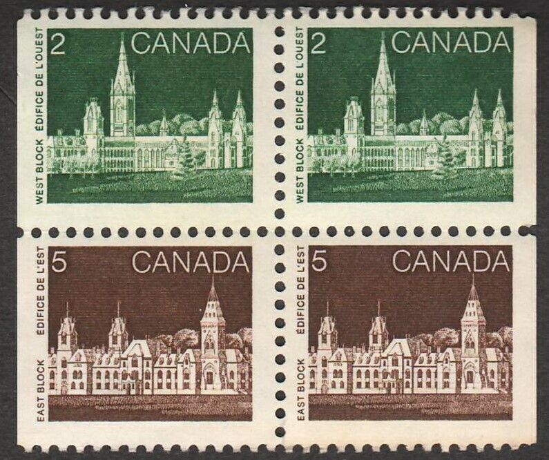 Canada #939-941 Block of 4 (From Original Booklet Pane of 6) 2 & 5¢, OG, MNH