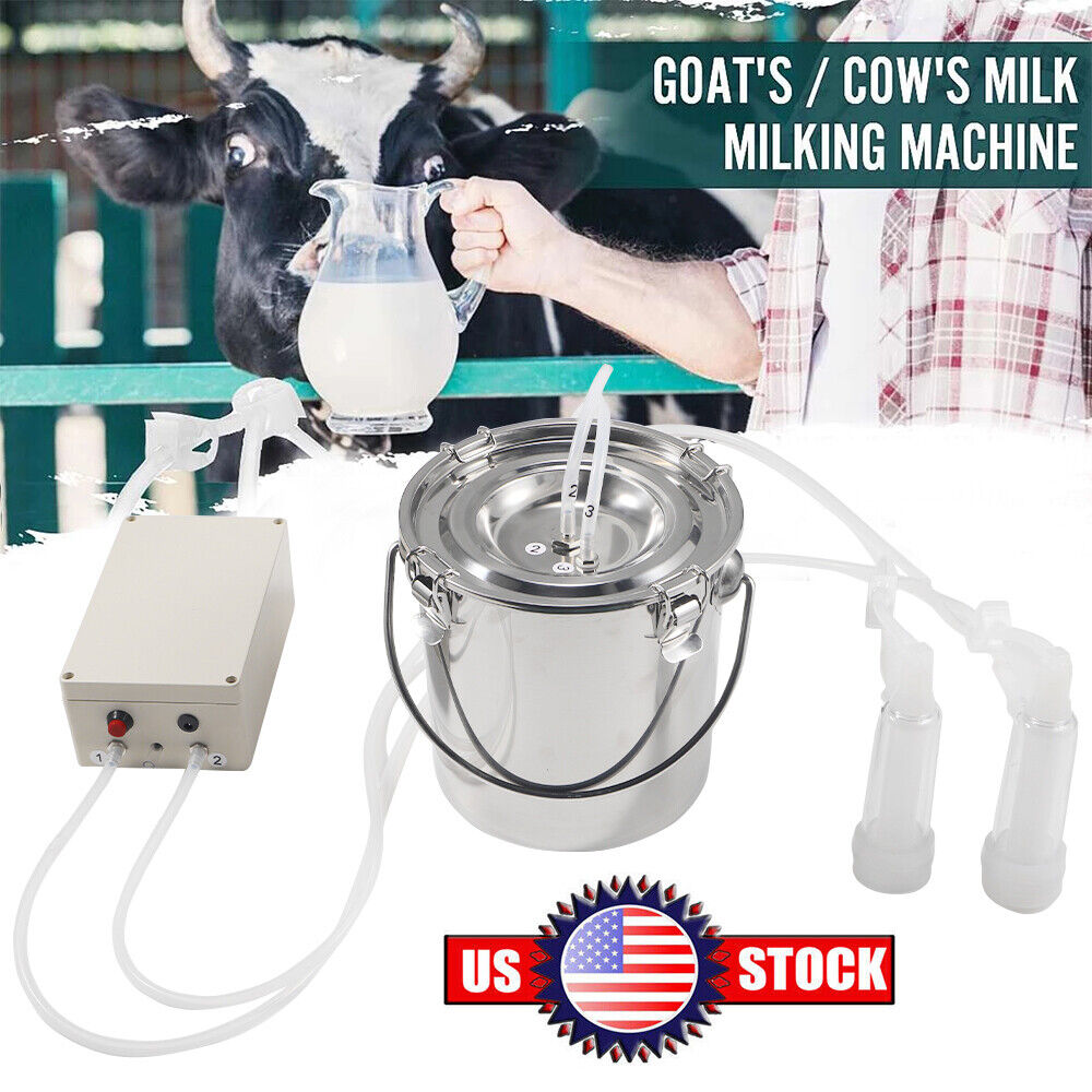 Electric Portable Milking Machine Cow/Goat/Sheep Milker Vacuum Pump Tool 2024