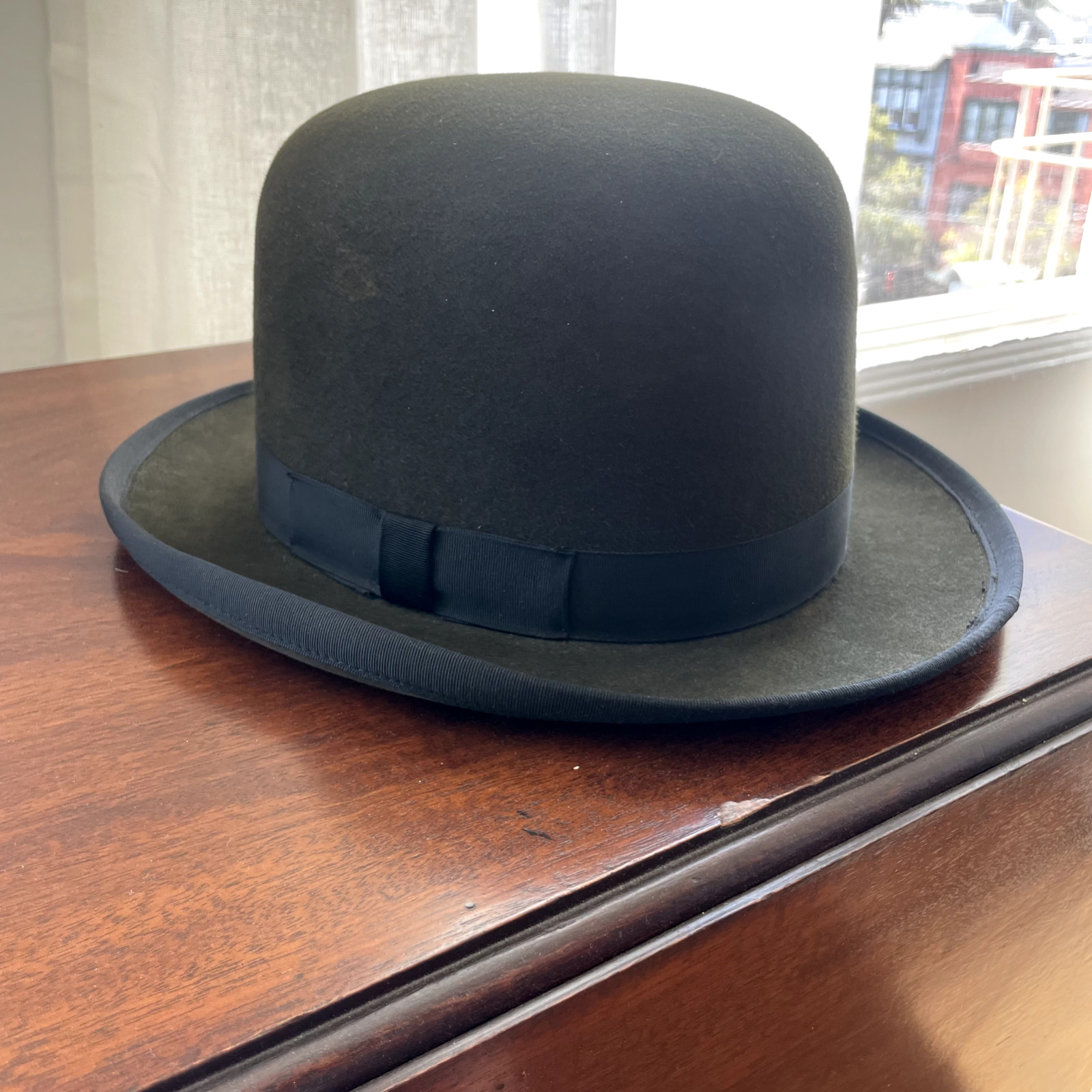 Custom Derby Bowler Hat by Paul\'s Hat Works, Beaver Felt, 22.25\