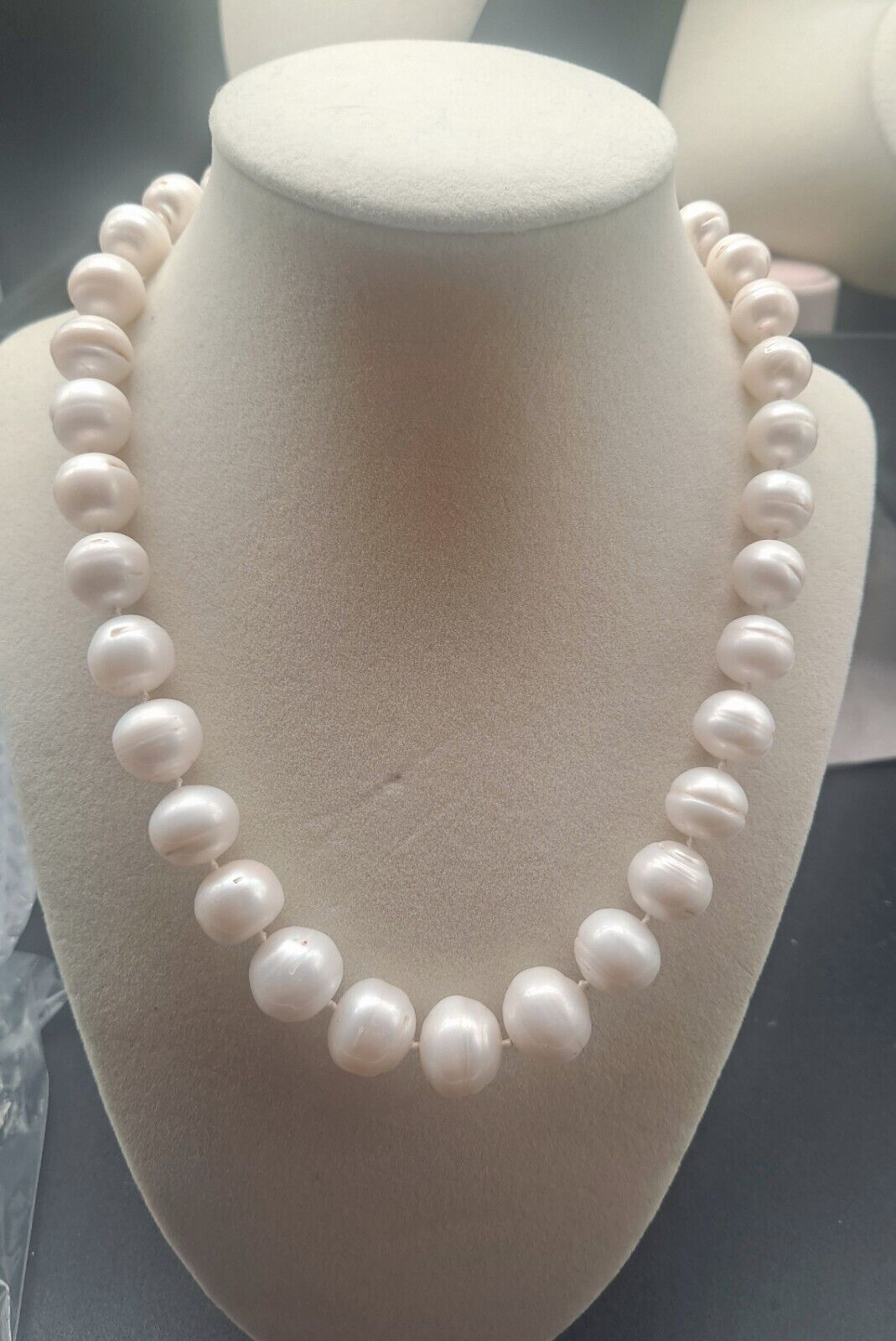 Huge Vintage Freshwater Cultured Pearl Necklace 14k Filigree Clasp 18\