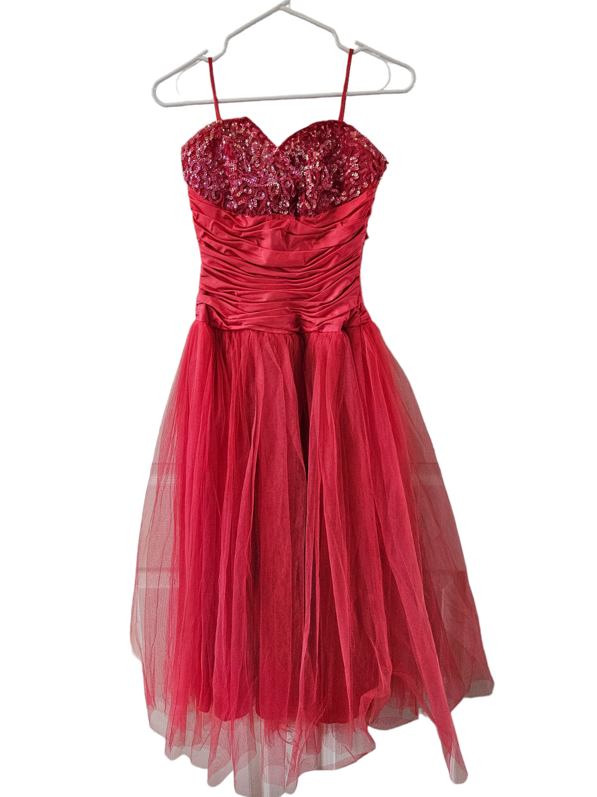 Emma Domb Hot Pink Formal Dress 1950s Netting Evening Ball STUNNING S/M