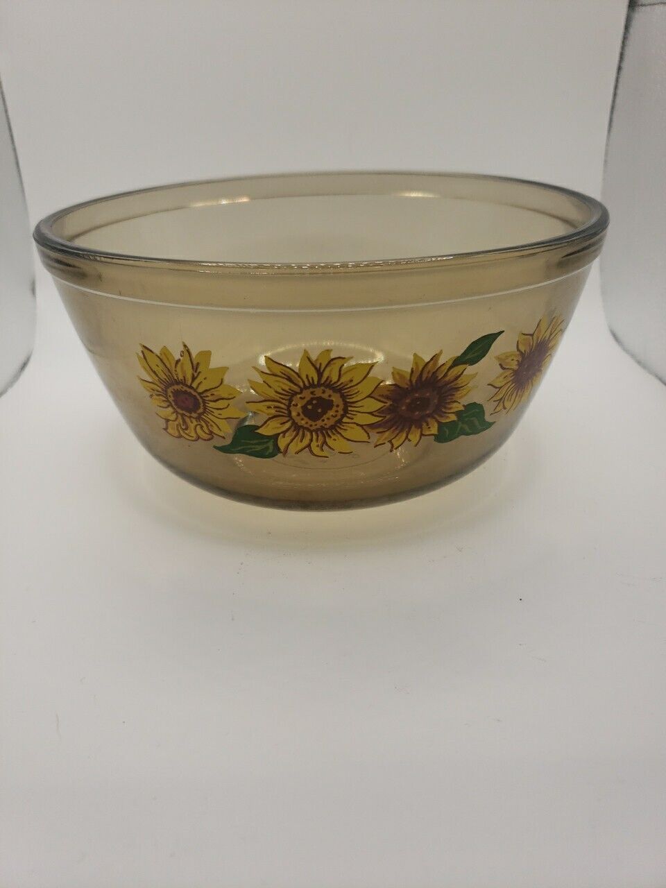 Vintage Anchor Hocking 1.5 qt Amber Sunflower Mixing Bowl