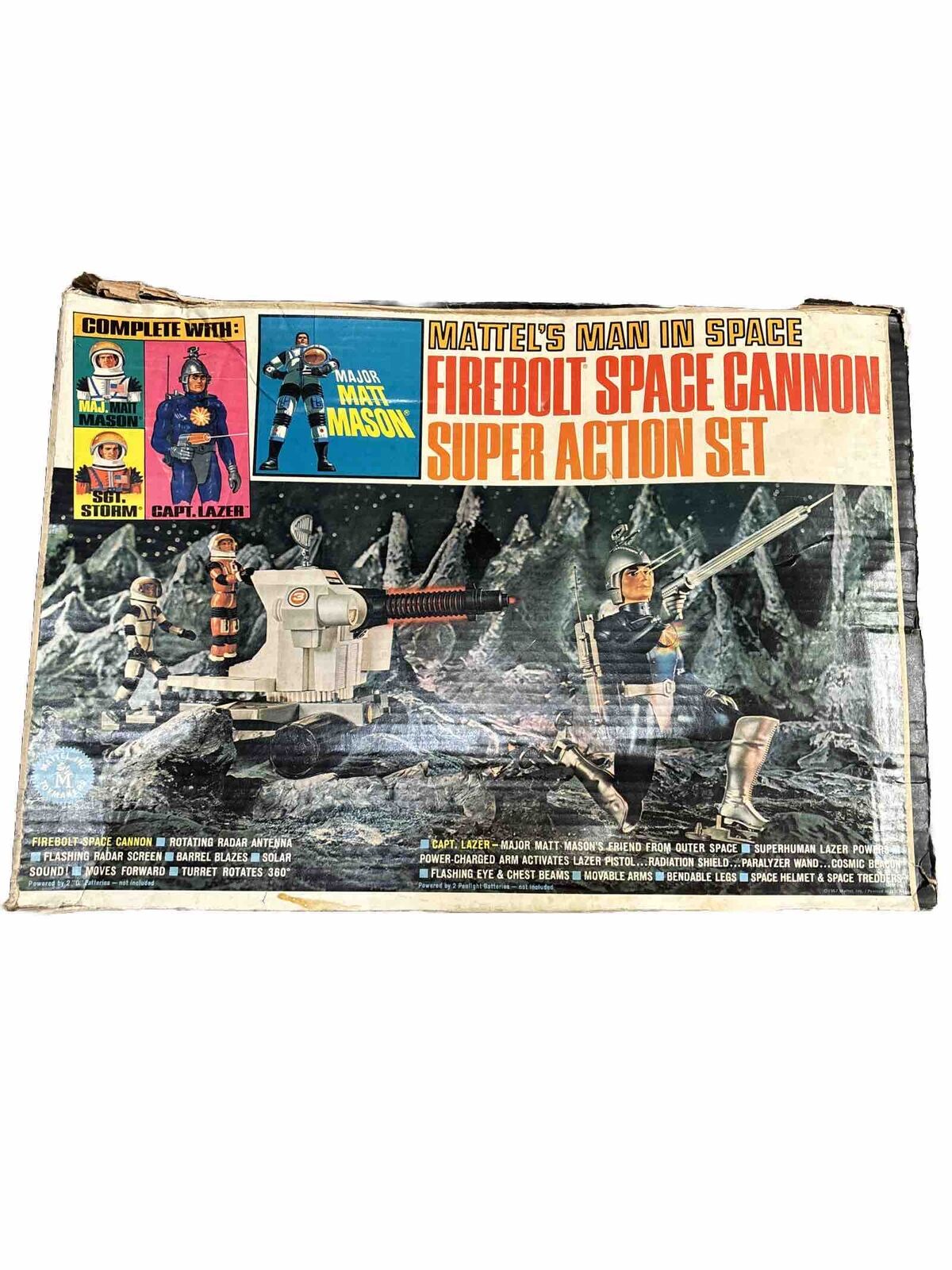 1960s Mattel Major Matt Mason Ultra Rare FIREBOLT SUPER ACTION SET BOX ONLY ￼