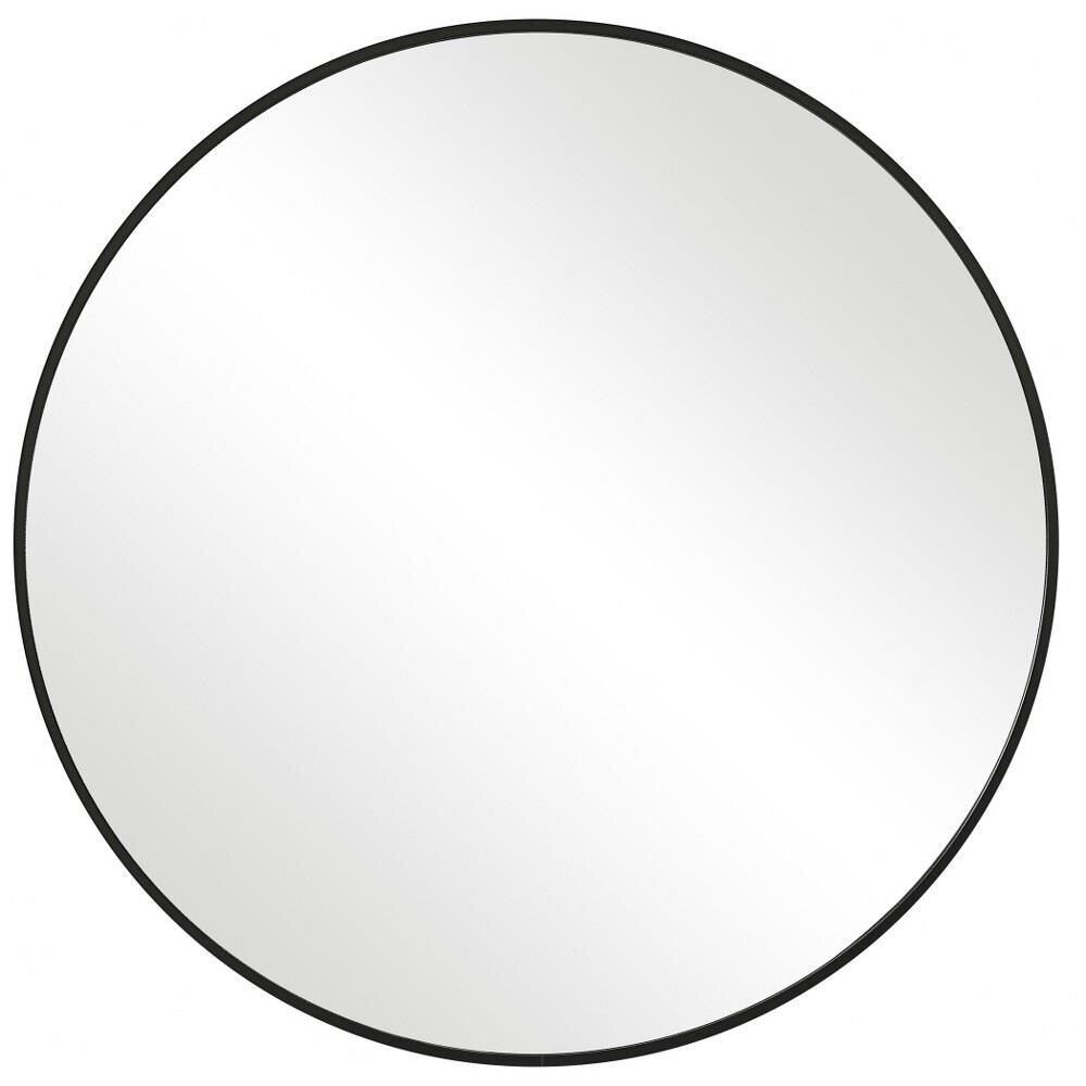 Round Mirror-24 Inches Tall and 24 Inches Wide-Satin Black/Mirror Finish -