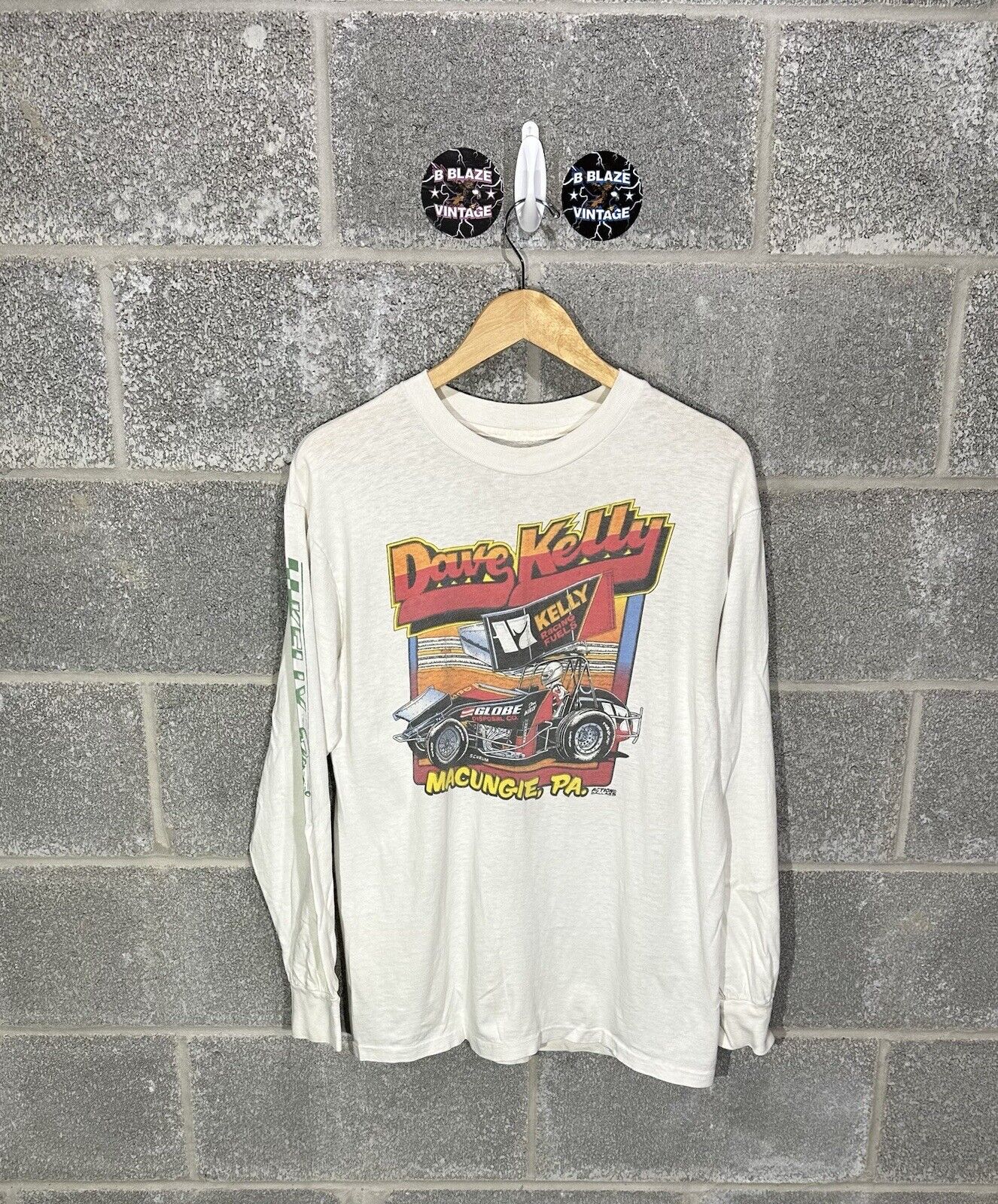 Vintage 1980s Dave Kelly Sprint Car VTG Dirt Racing Graphic Long Sleeve Shirt