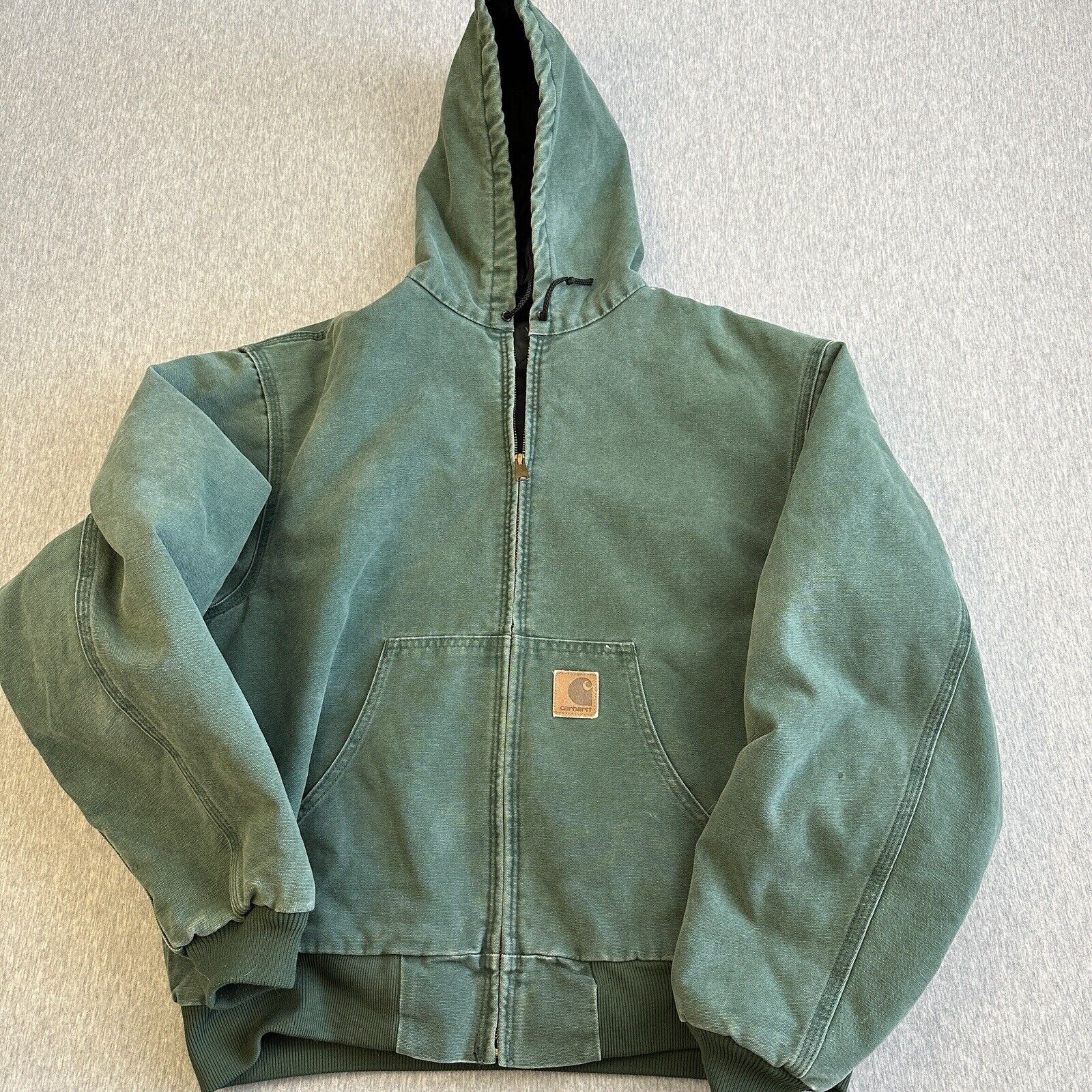 Vintage Pine Green Hooded Carhartt Faded  - Men\'s XL - Union Made JQ294