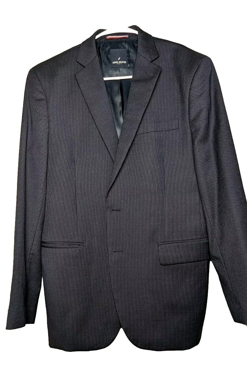 Men\'s Size 40R Daniel Hecter Paris Wool Blue Pinstripe Suit Jacket Sport Coat