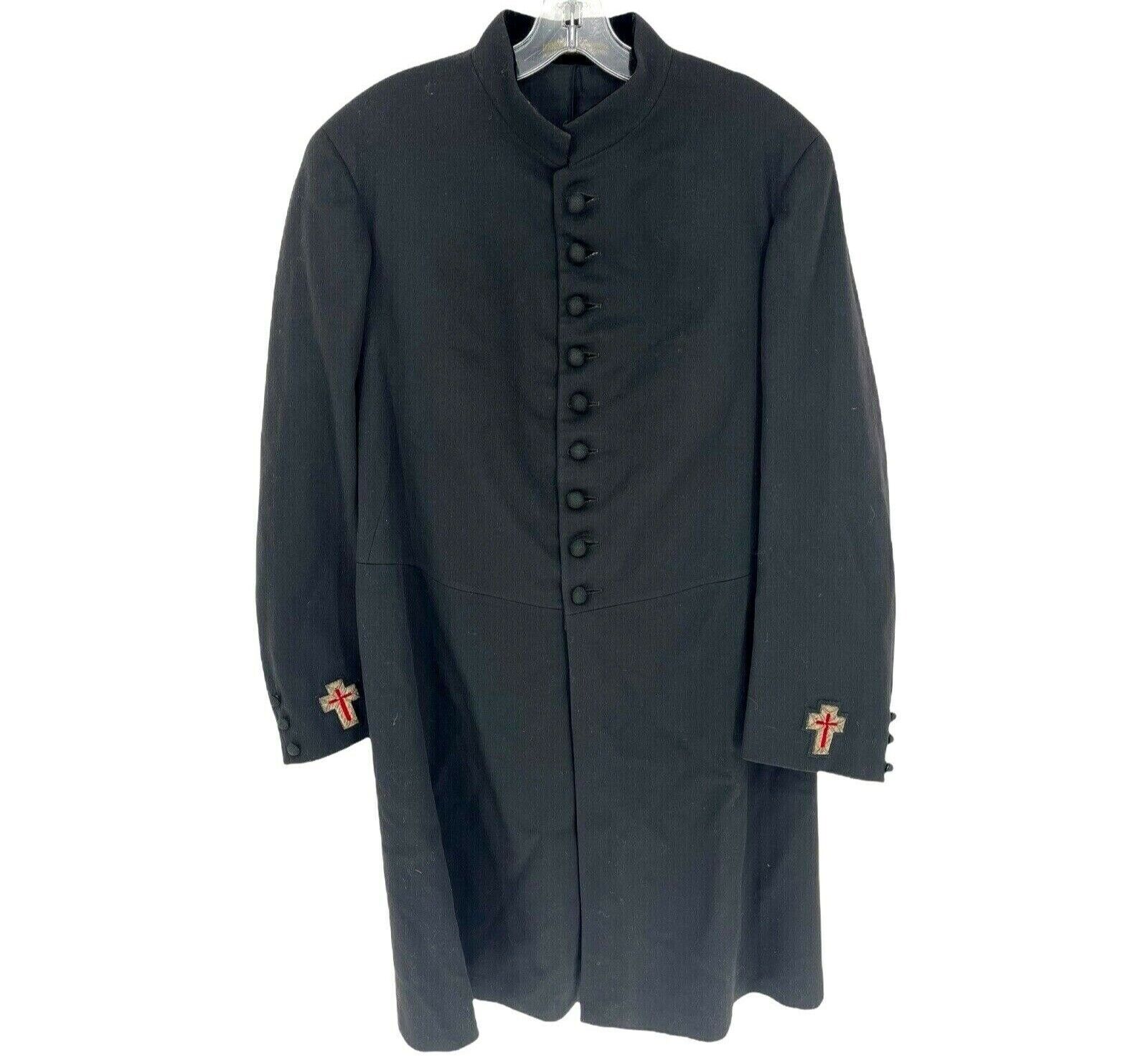Knights Templar Vintage Coat Mens Size Large Cross Frock Free Mason 1900s Wool