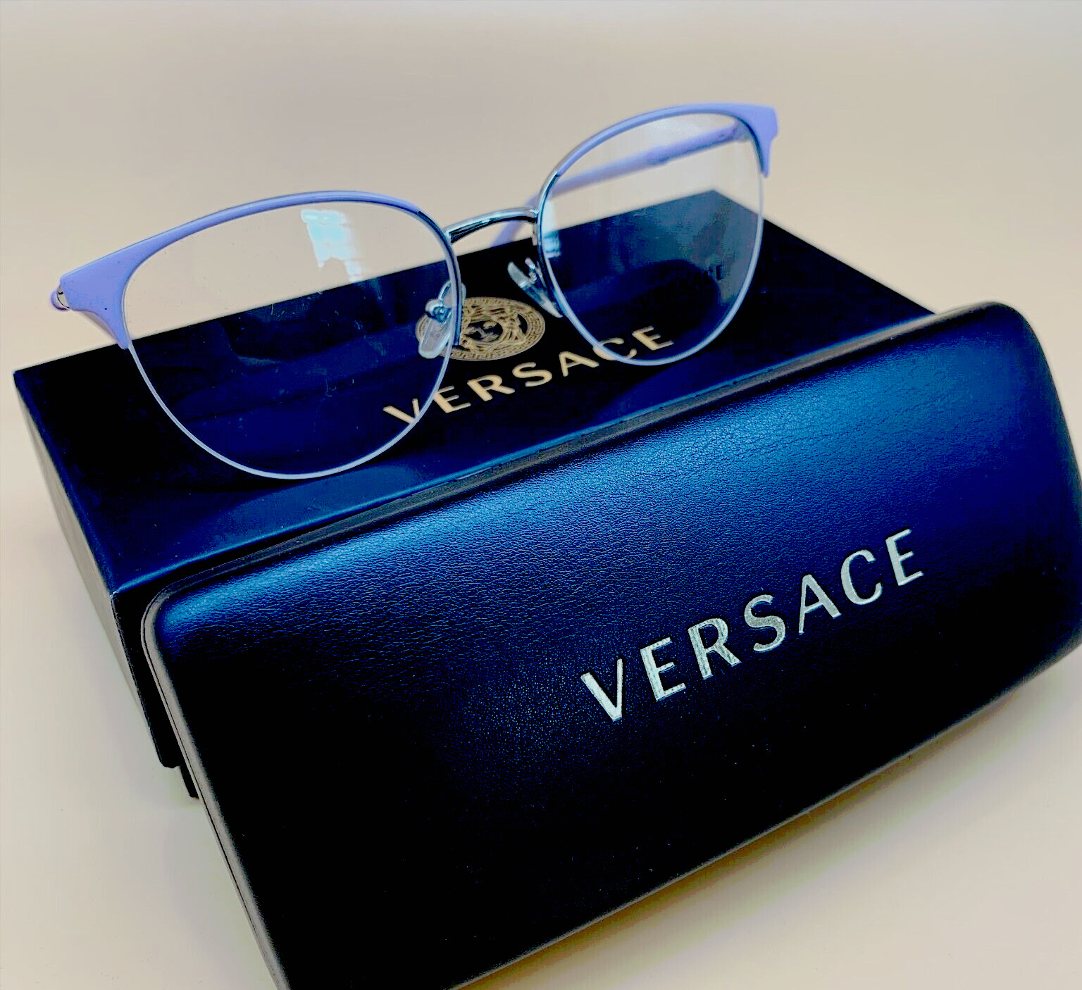 Versace VE 1247 1000 52-17-140 mm Women\'s Cat Eye Eyeglasses 100% ORIGINAL