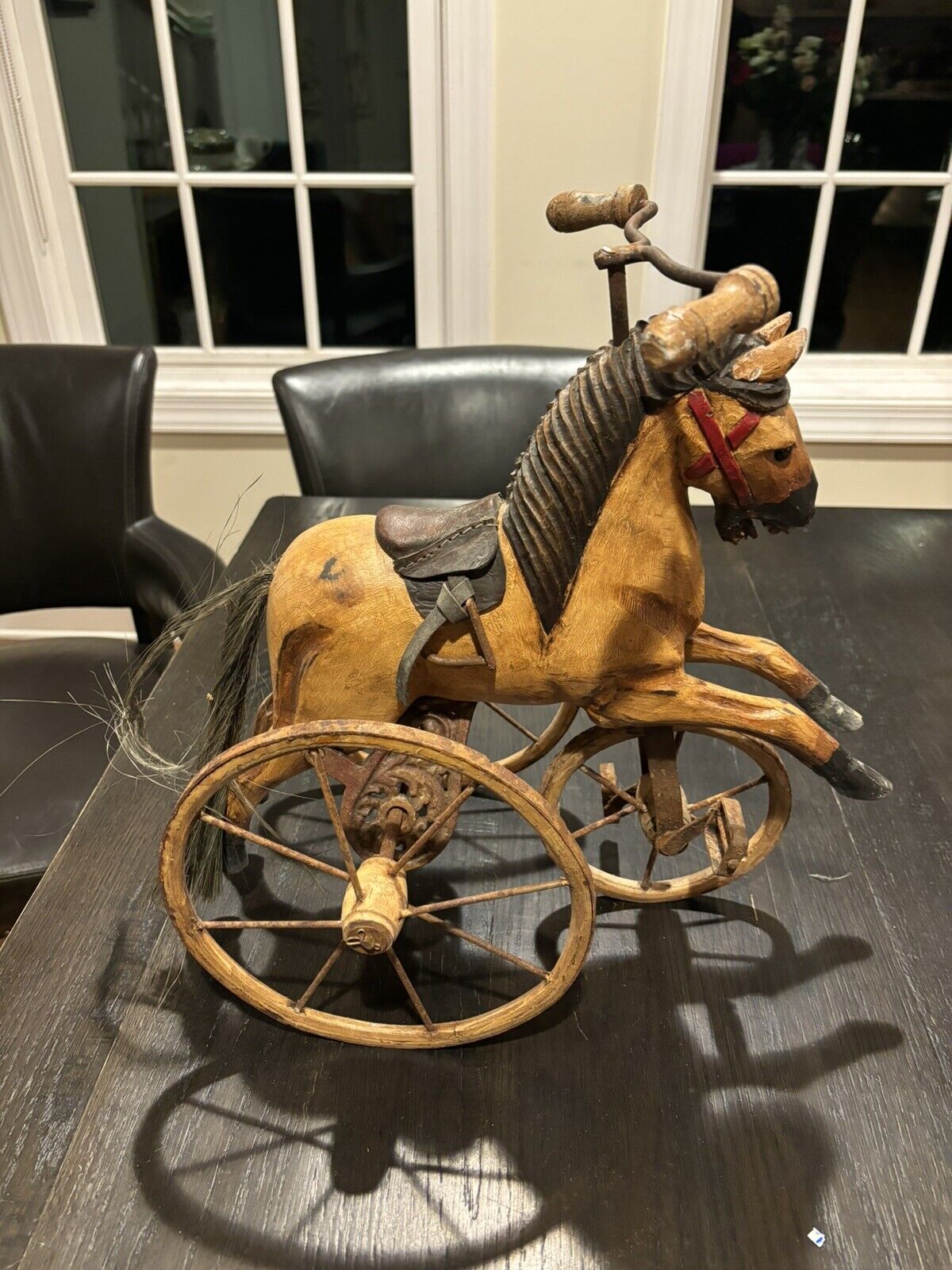 Vtg Wooden Horse Tricycle