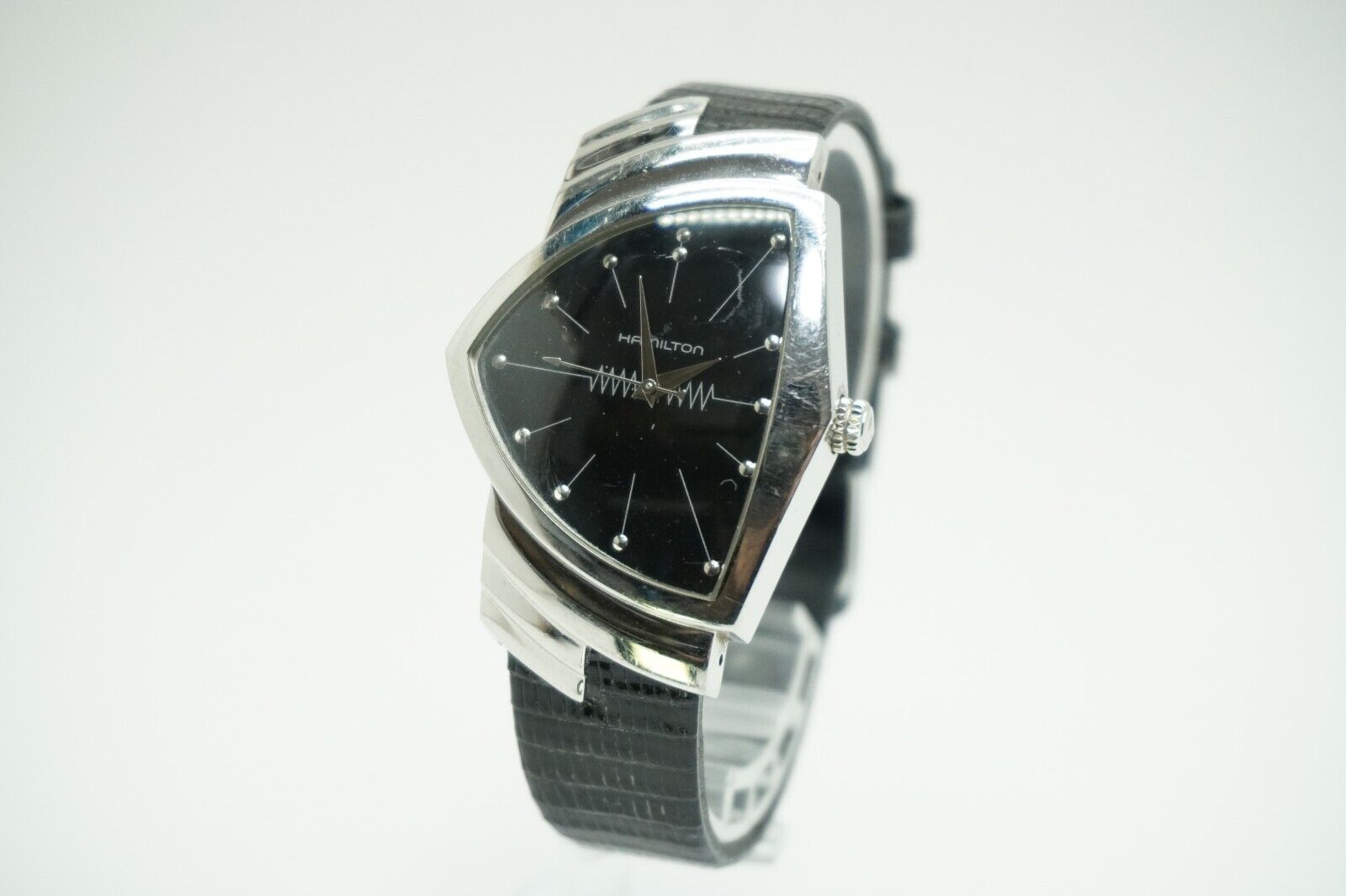HAMILTON VENTURA H244110 Quartz Watch Black Silver very good 