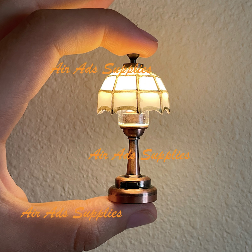 AirAds Dollhouse Light 1:12 miniature LED light table lamp white lightshade