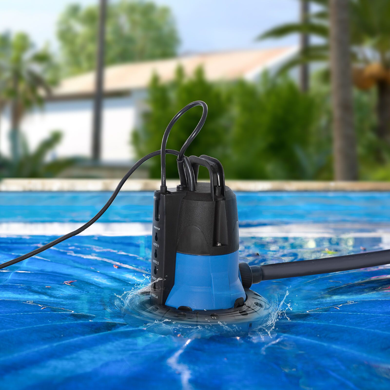 1/4 HP Submersible Swimming Pool Cover Pump w/ 33\' Power Cord, 1050 GPH