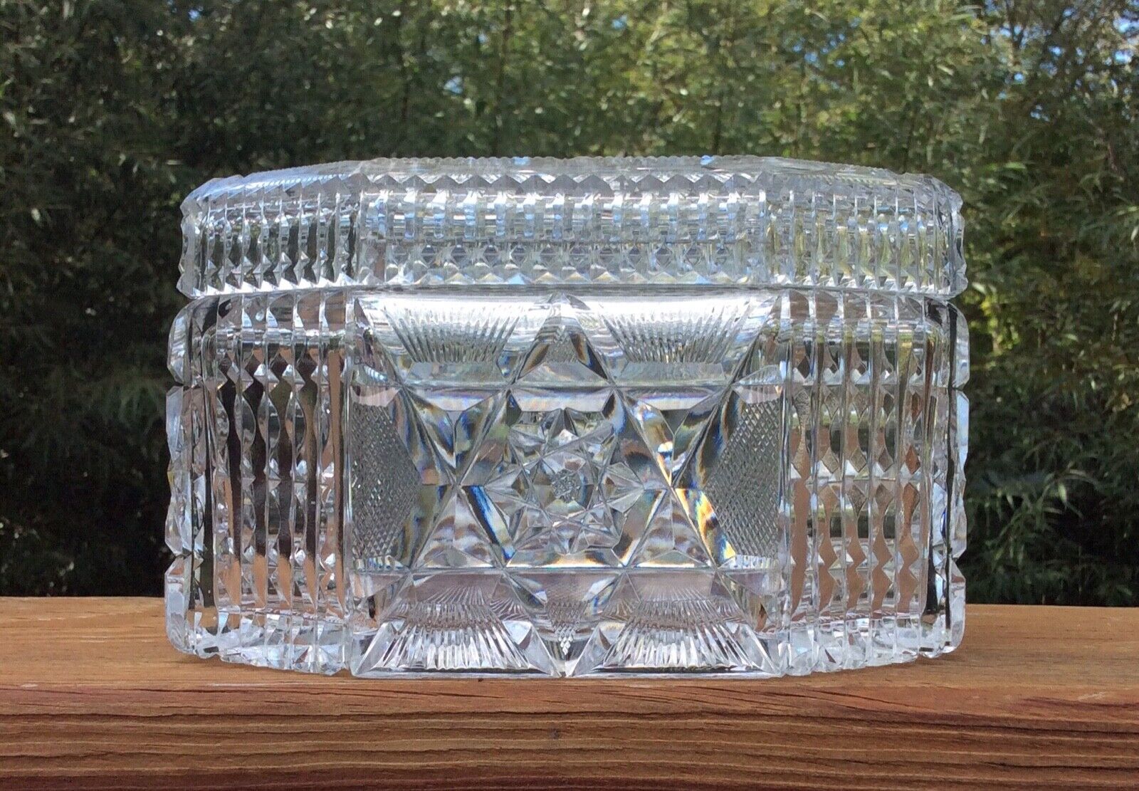 Exceptional Large Cut Glass Covered Box