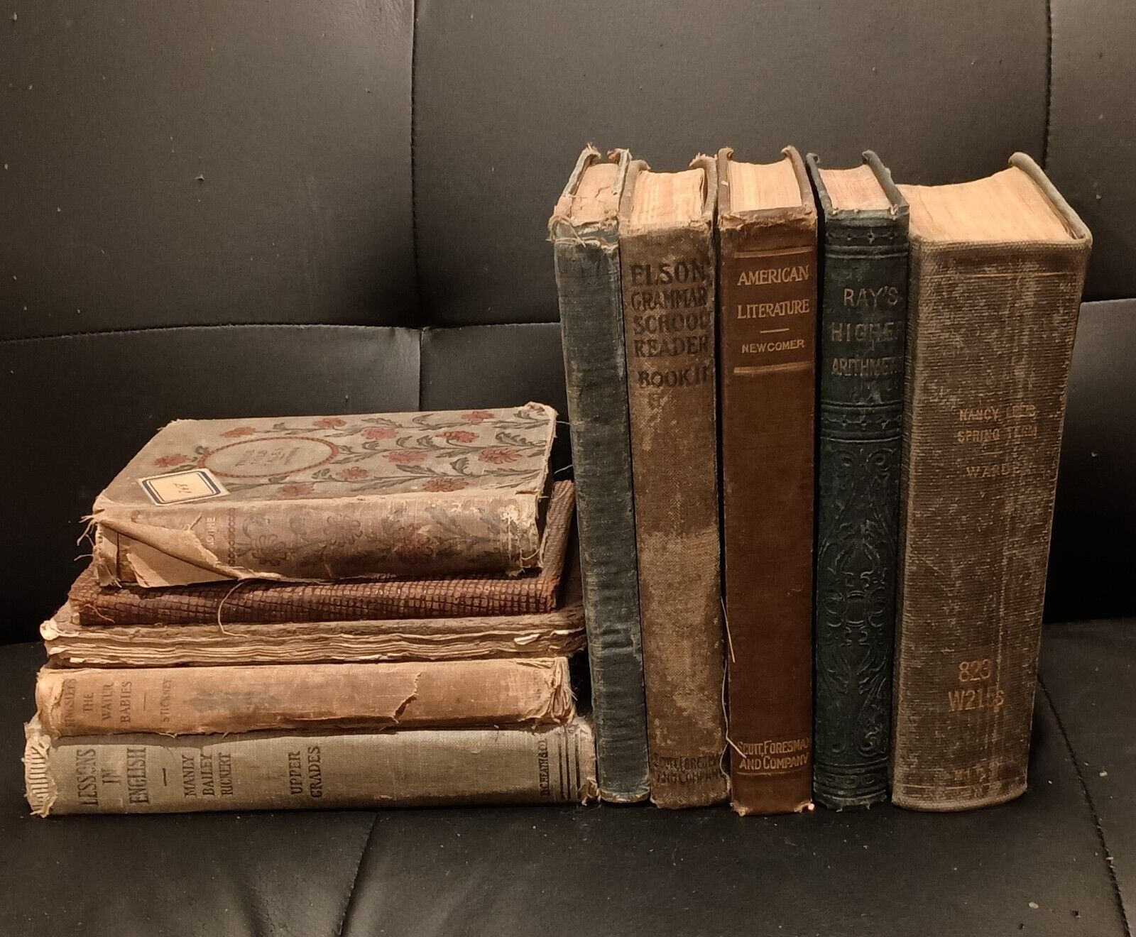 Lot Of 10 - School Books Vintage Antique Distressed (1881-1928) Drama Poetry