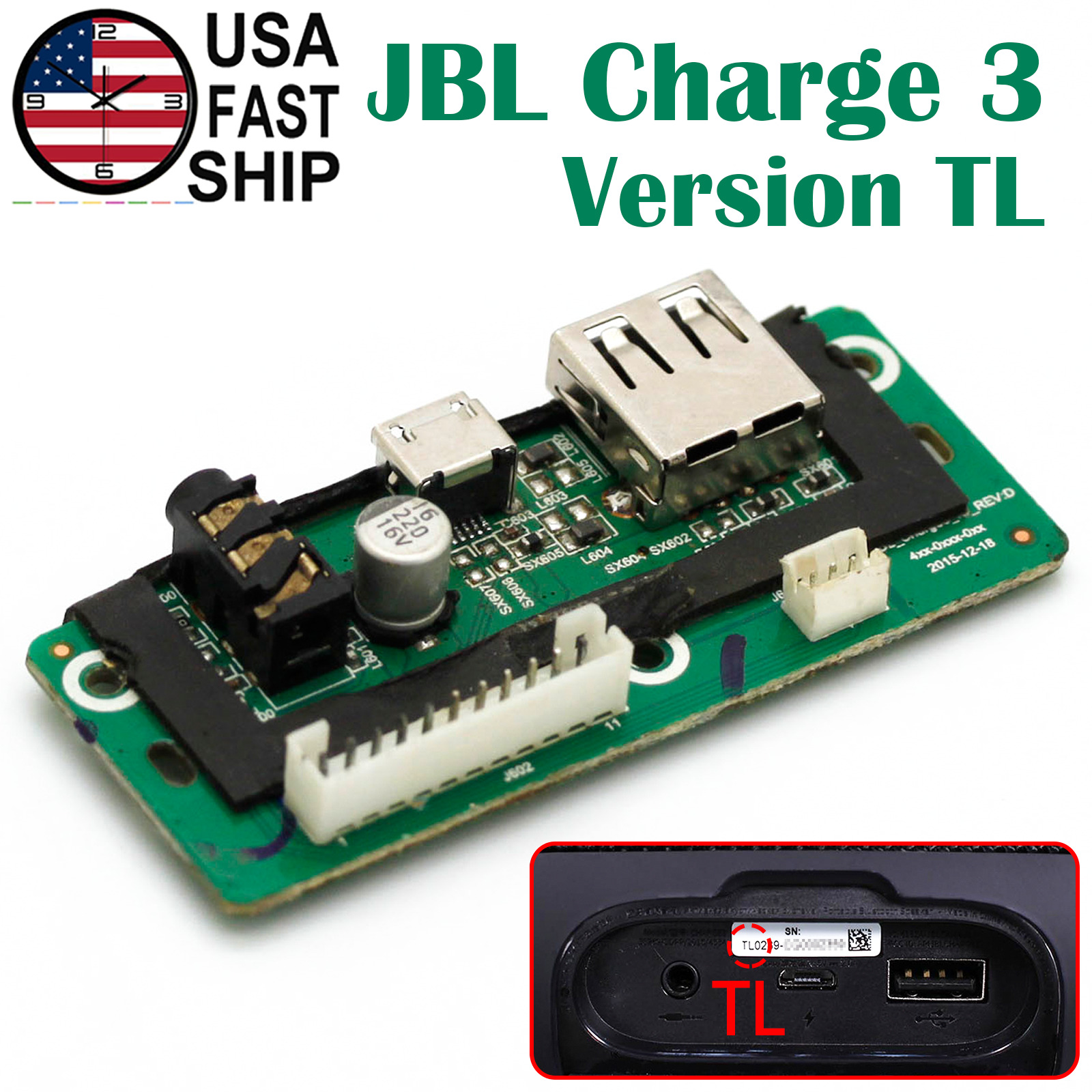 OEM Authentic USB Charging Port Board Audio Jack Power Dock For JBL Charge 3 TL