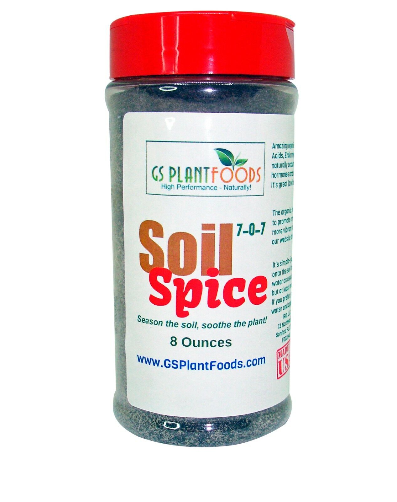 Soil Spice All Purpose Organic Plant Feed (NPK 7-0-7) 8 OZ Simple Shaker