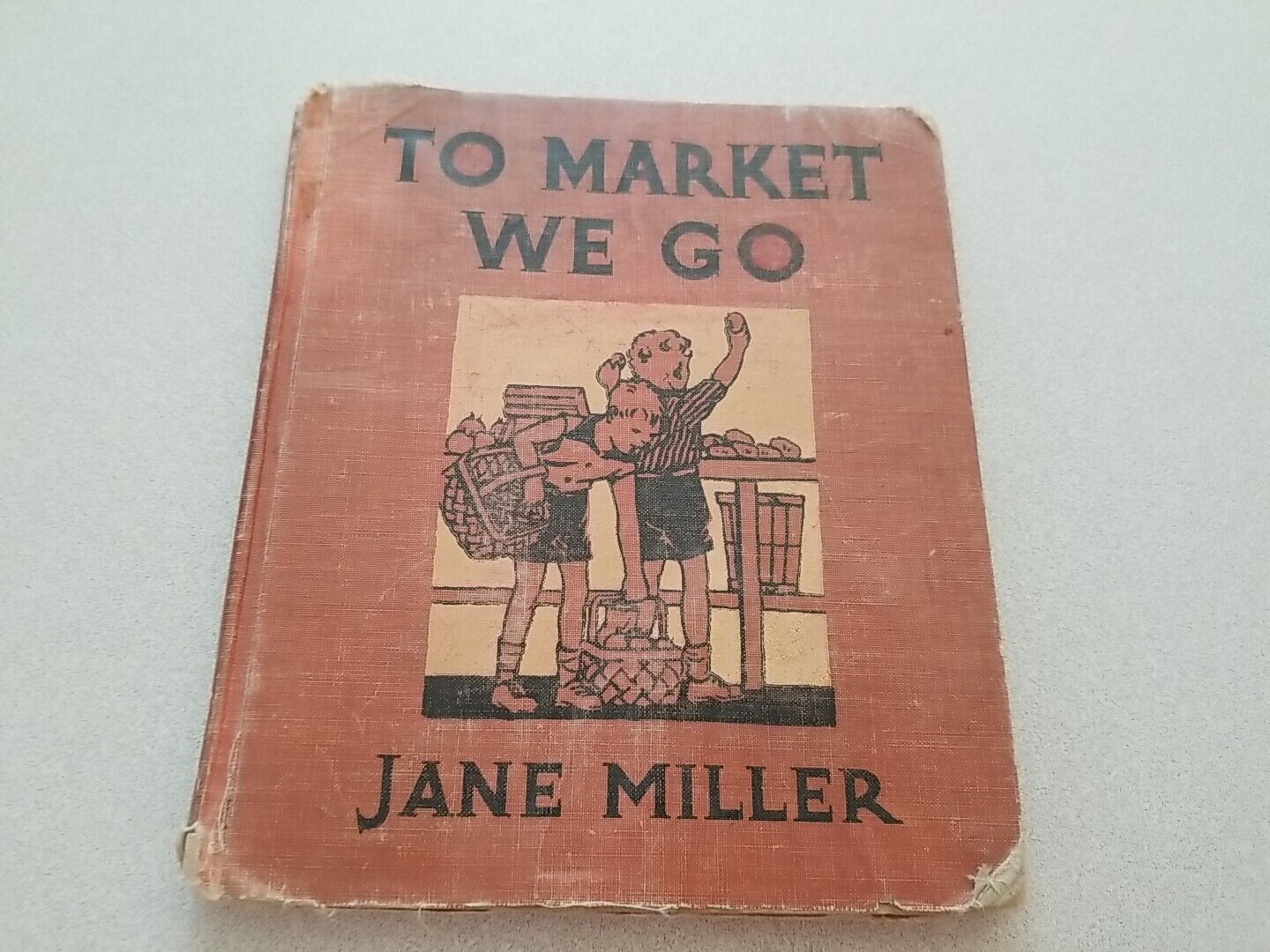 VINTAGE / ANTIQUE 1935 CHILDREN\'S SCHOOL BOOK TO MARKET WE GO JANE MILLER ILLUS