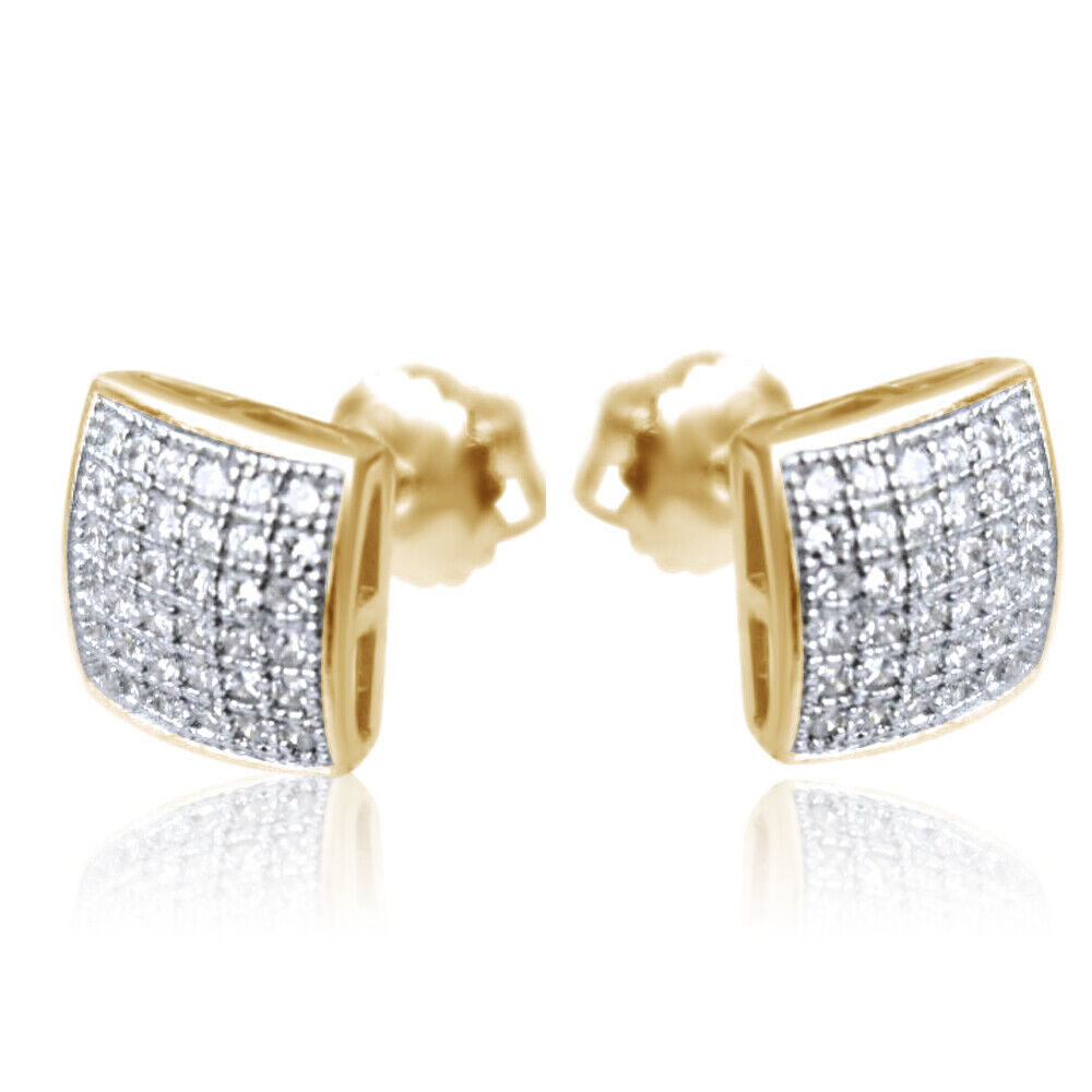 Men\'s Ladies Designer Square Micro Pave Diamond Earrings Studs
