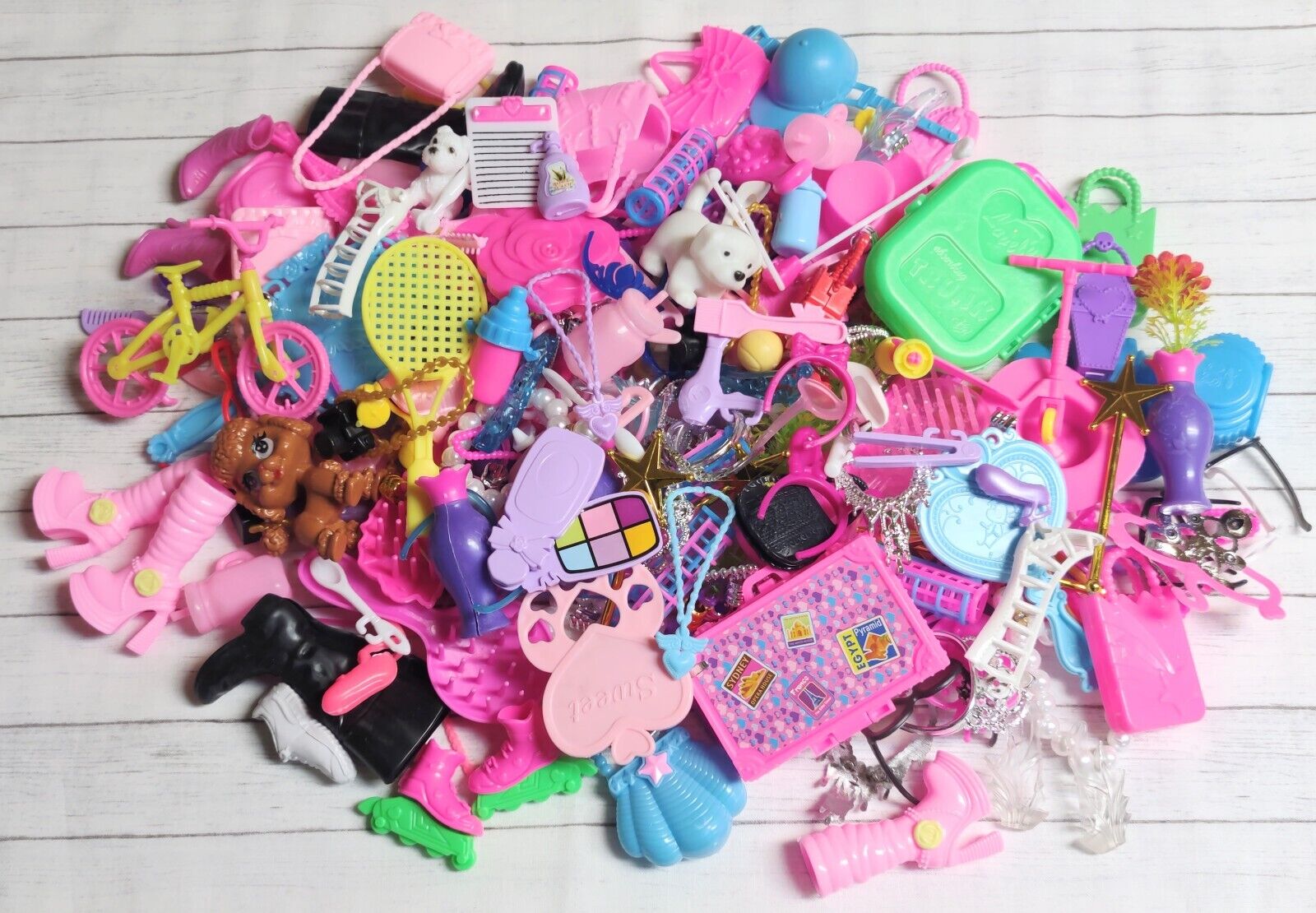 50pcs. Fashion Doll Accessories-purses, shoes, brushes, and more
