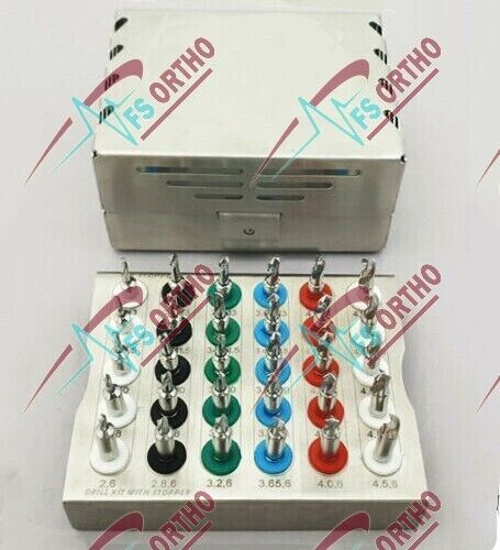 Dental Implant Conical Drills with Stopper Universal Kit 30 PCs Kit