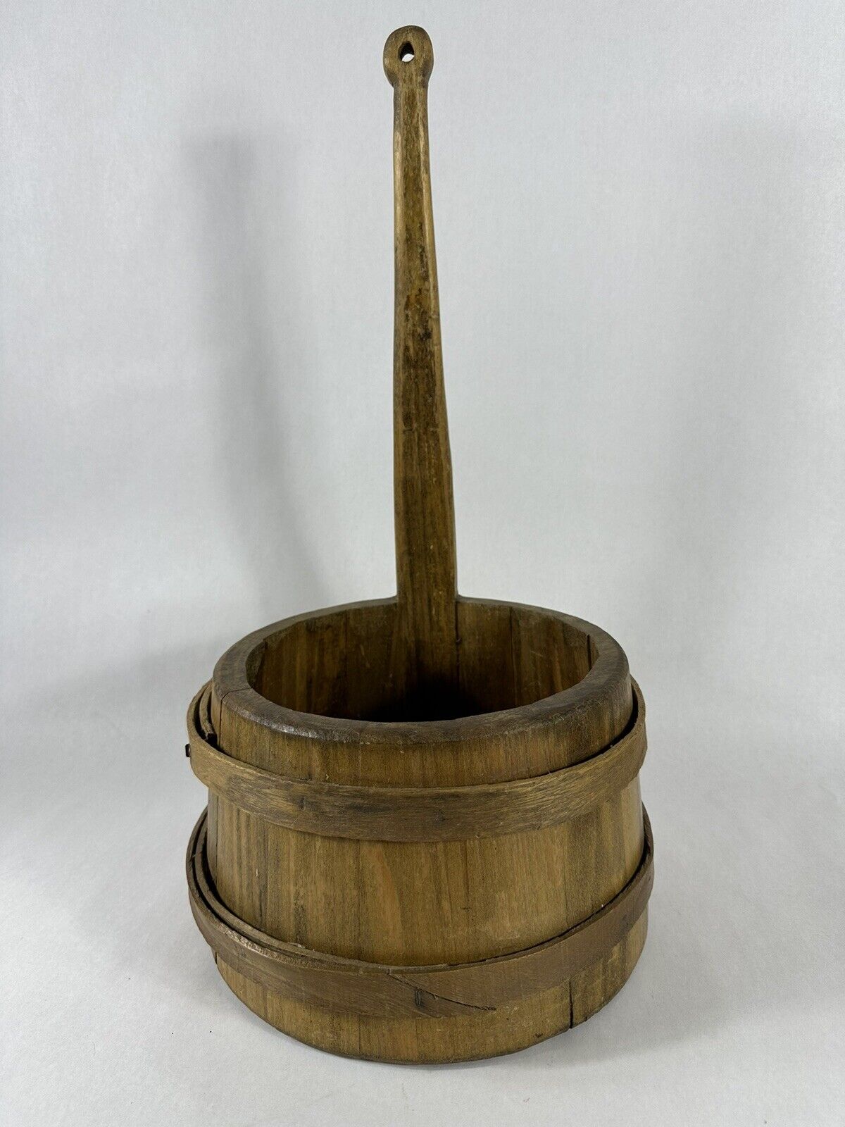 Vintage Primitive Wood Stave Chore Bucket (Antique?)