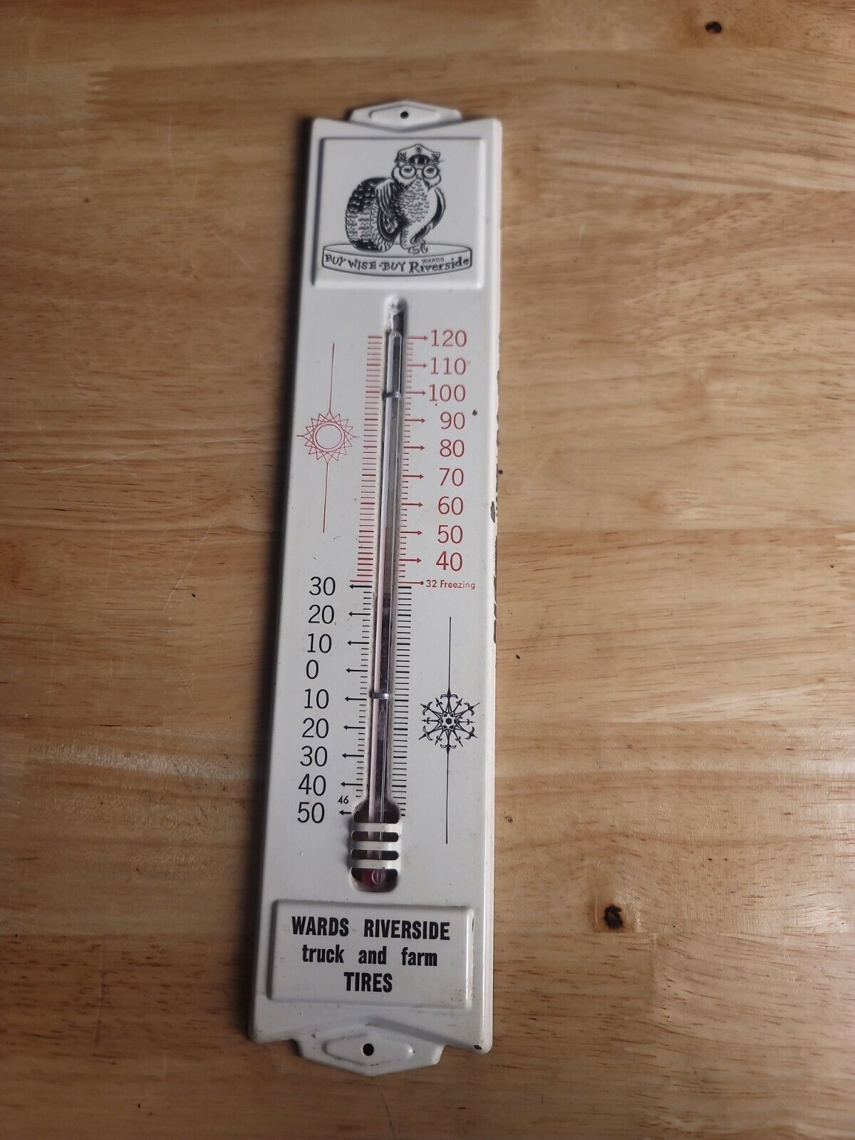 VINTAGE WARDS RIVERSIDE TRUCK & FARM TIRES THERMOMETER 