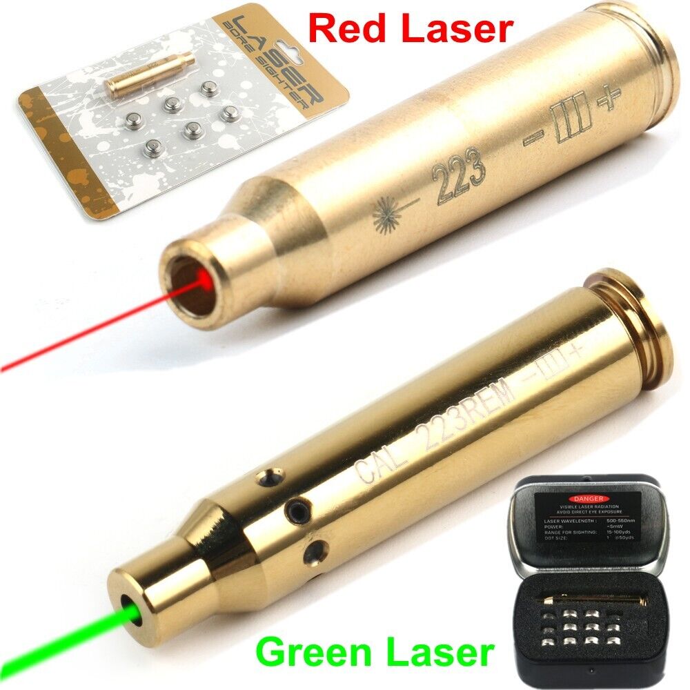 Laser Bore Sight Red/Green laser Bore Sighter Cartridge Boresighter w/ Batteries
