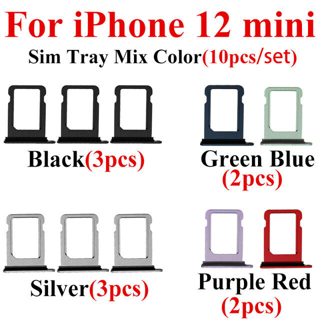 10pcs/Lot For iPhone 11 12 13 Pro Max Mini Single Dual Card Tray Slot Holder OEM