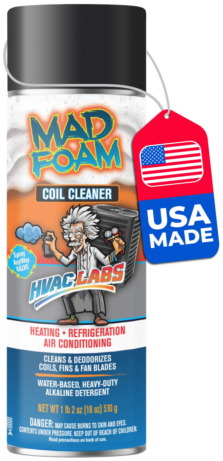HVAC LABS Mad Foam AC Coil Cleaner Foaming for AC Heating & Refrigeration Unit