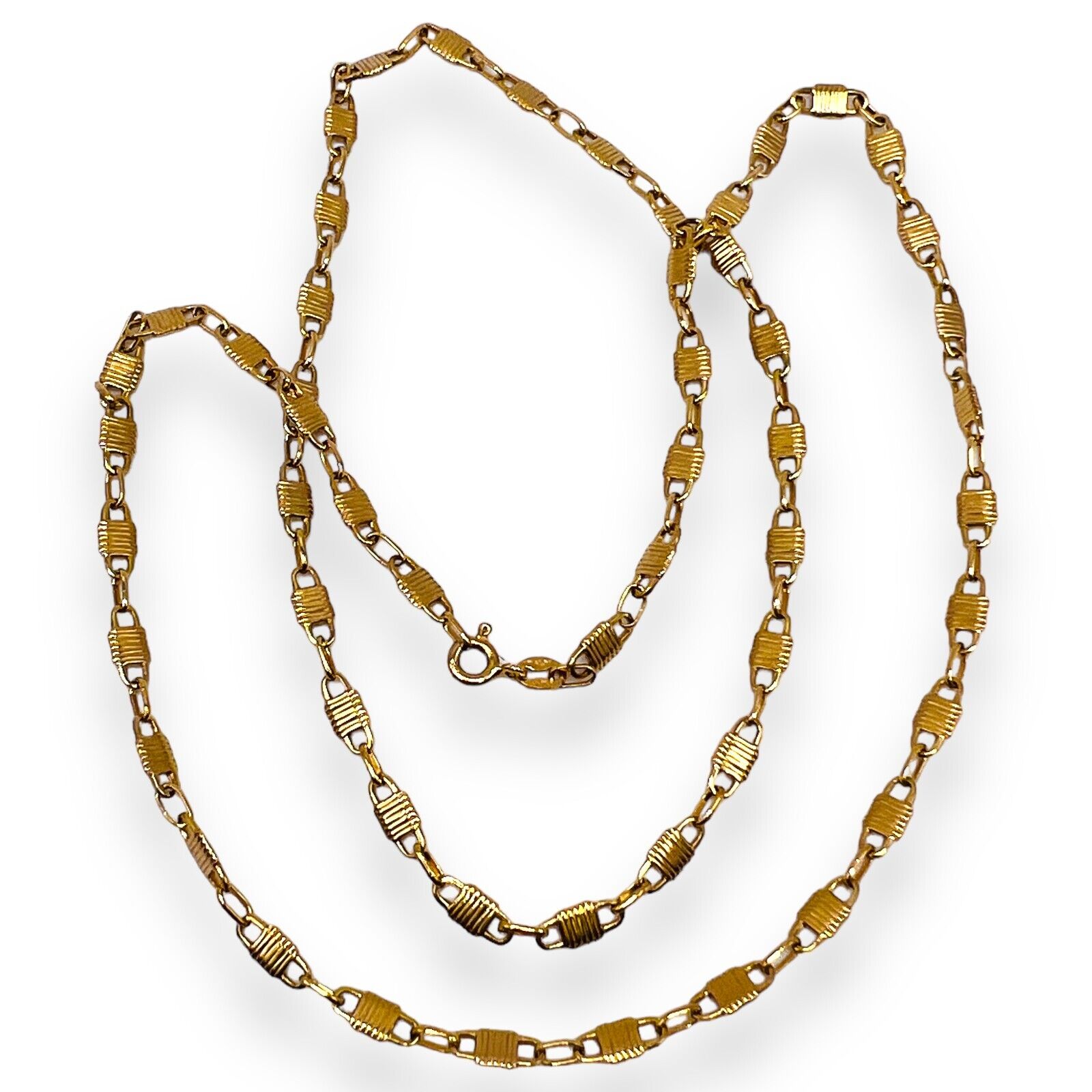 14k Real Yellow Gold Fancy Link Chain 24″