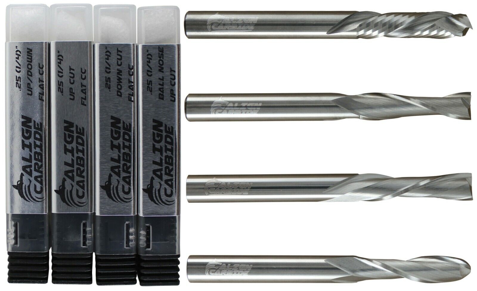 Align Carbide, 4-Piece Set, UP, DOWN, COMPRESSION, BALL, 1/4 inch Cutting Dia.