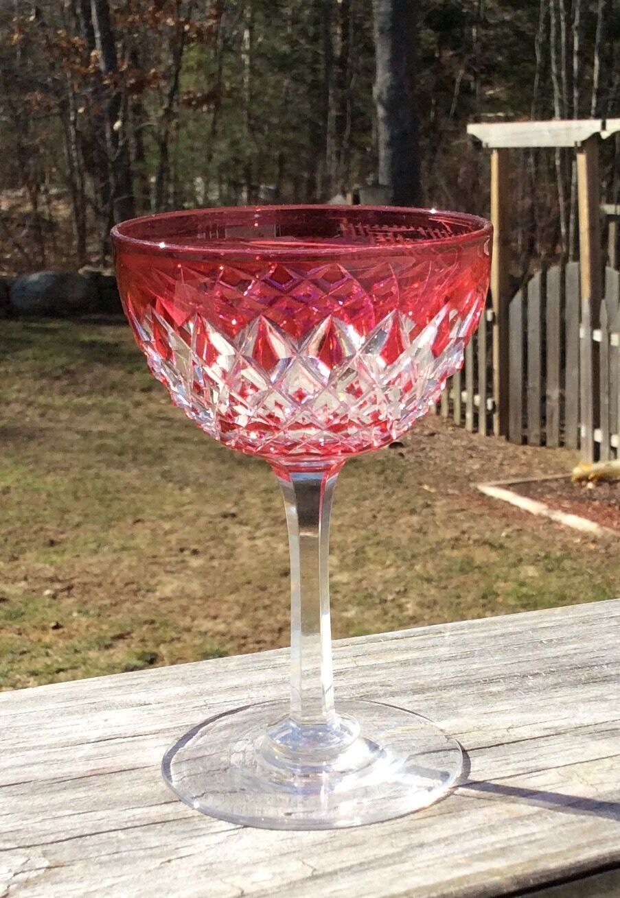 ABP Dorflinger Cut Glass Cranberry to Clear Wine