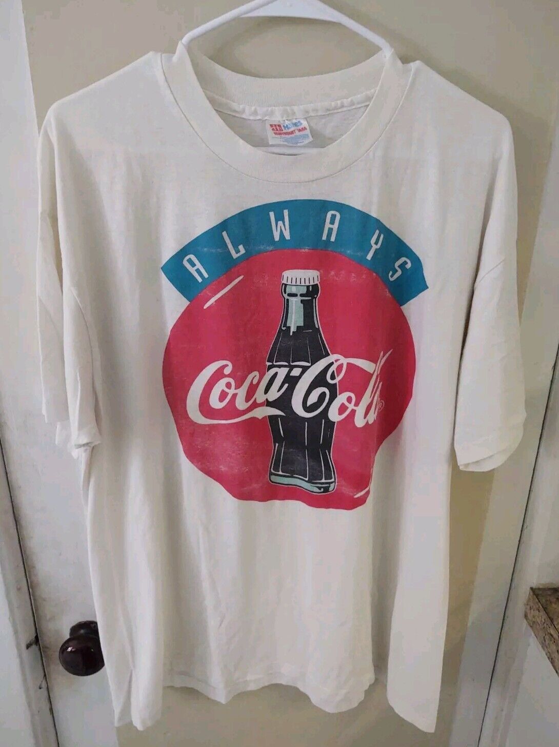 Vintage 1994 Always Coca Cola Stitch T- Shirt XL Little Falls Field Hockey TOURN