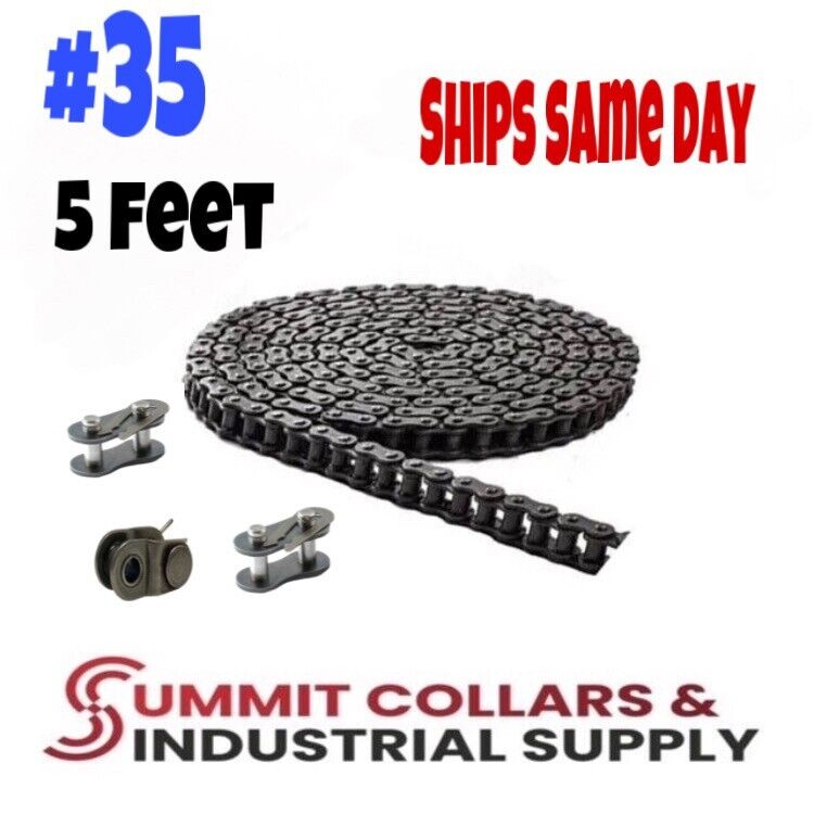 #35 Roller Chain 5 Feet with 2 Master and 1 Offset Links for GO KART, Mini Bike