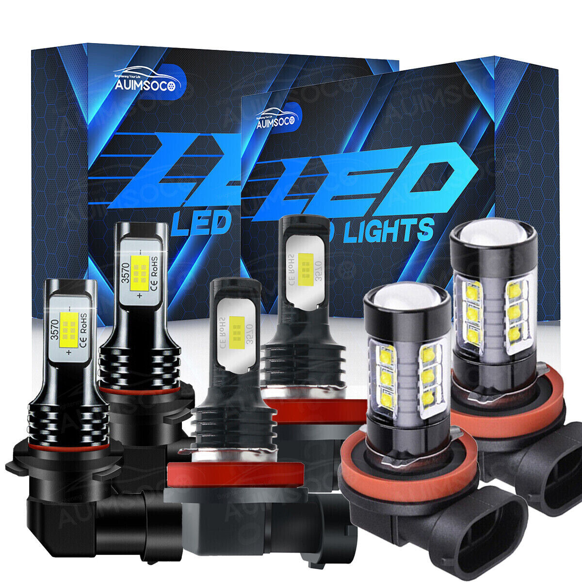 For Nissan Rogue 2008 -2013 - 6PC 6000K Combo LED Headlights+Fog Light Bulbs Kit