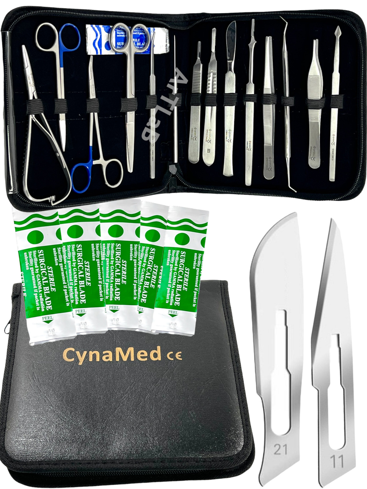 New 34 pcs Minor Surgery Set with Case Surgical Instruments Kit Stainless Steel