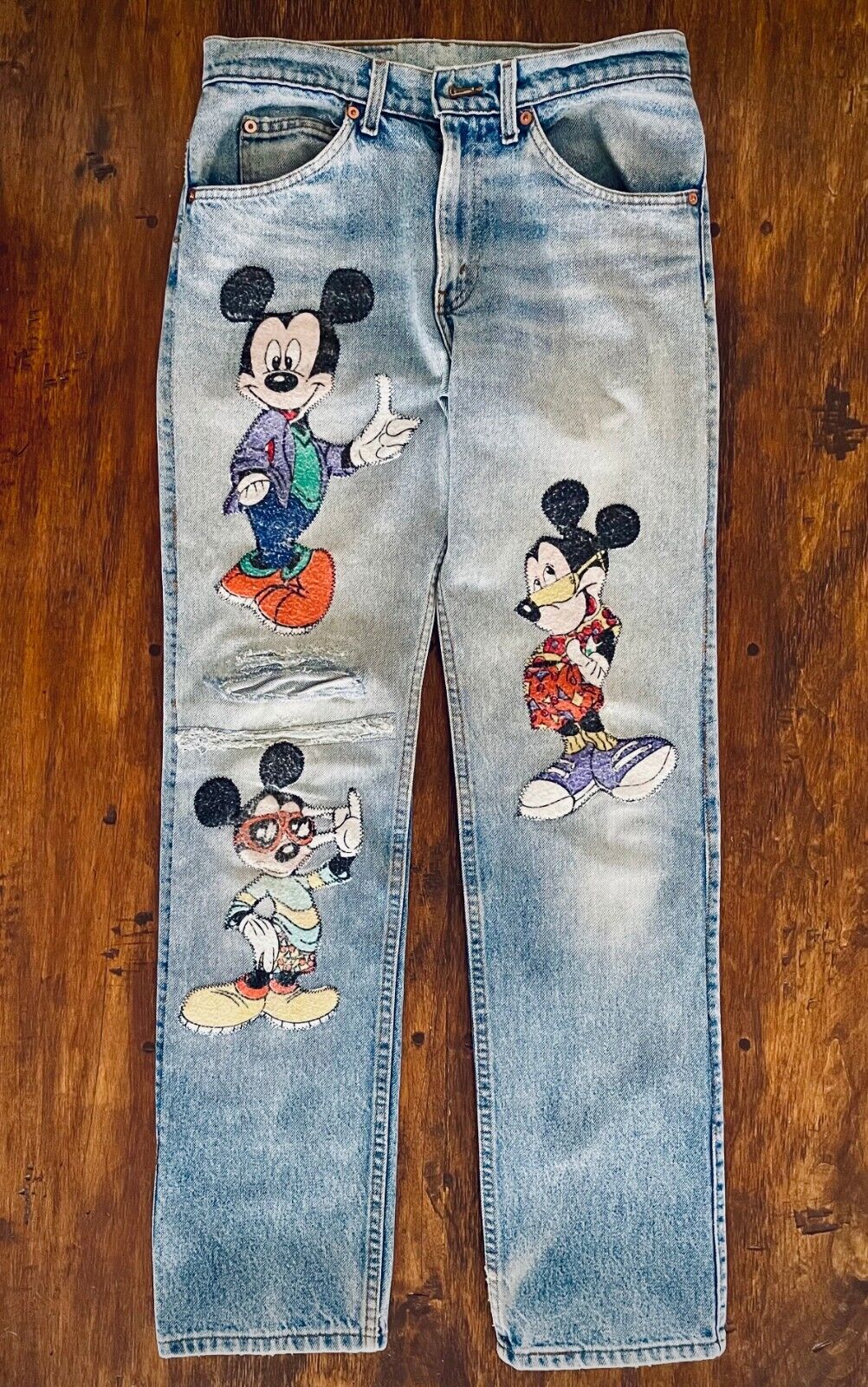 Vintage 1994 Mickey Mouse Cartoon Urban Streetwear Graffiti Art Levi Jeans
