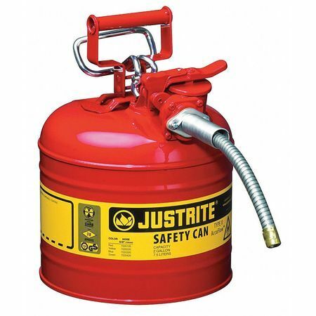 Justrite 7220120 2 Gal. Red Steel Type Ii Safety Can For Flammables