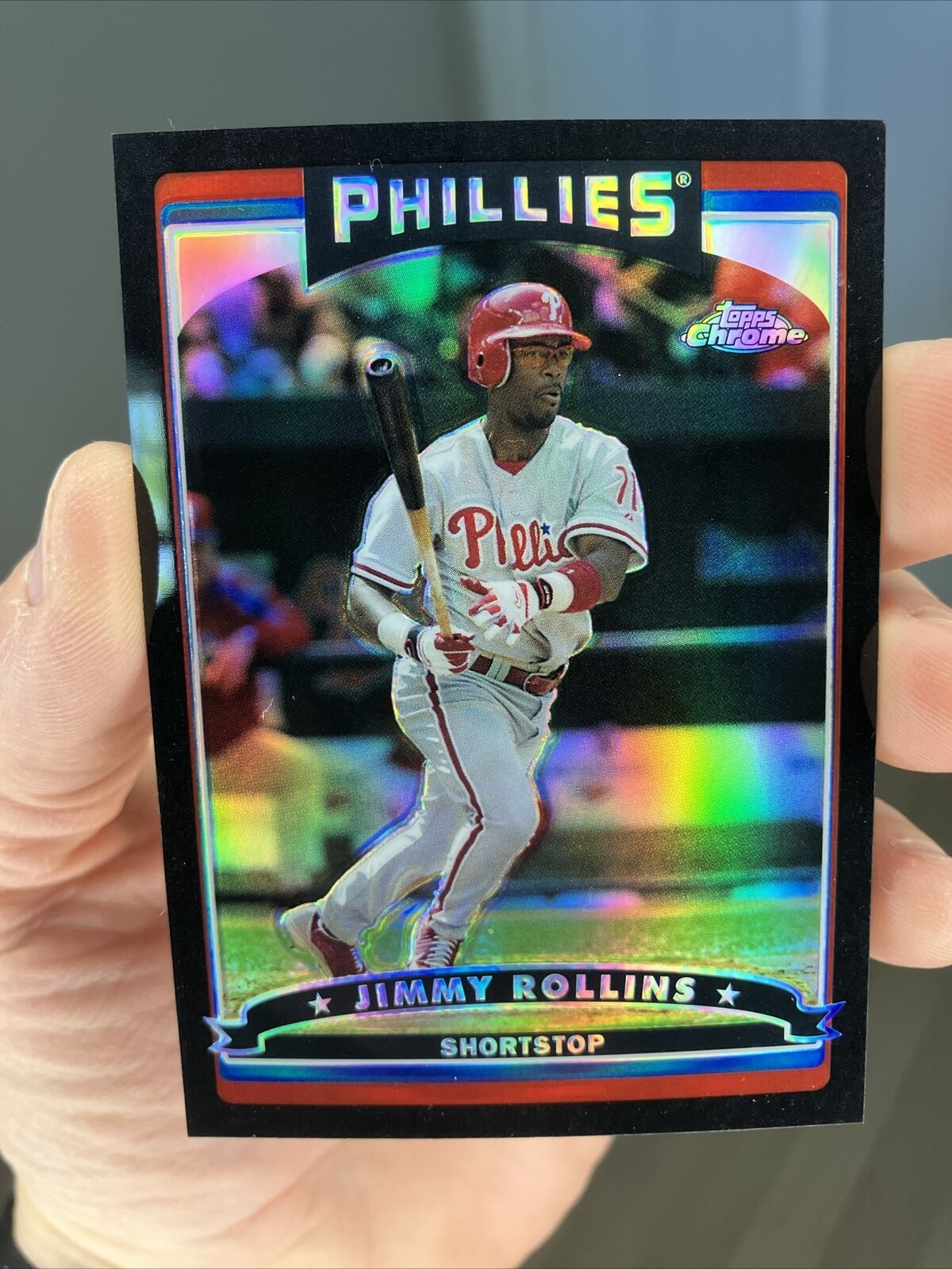 Jimmy Rollins 2006 Topps Chrome Black Refractor #121 /549 SP Phillies